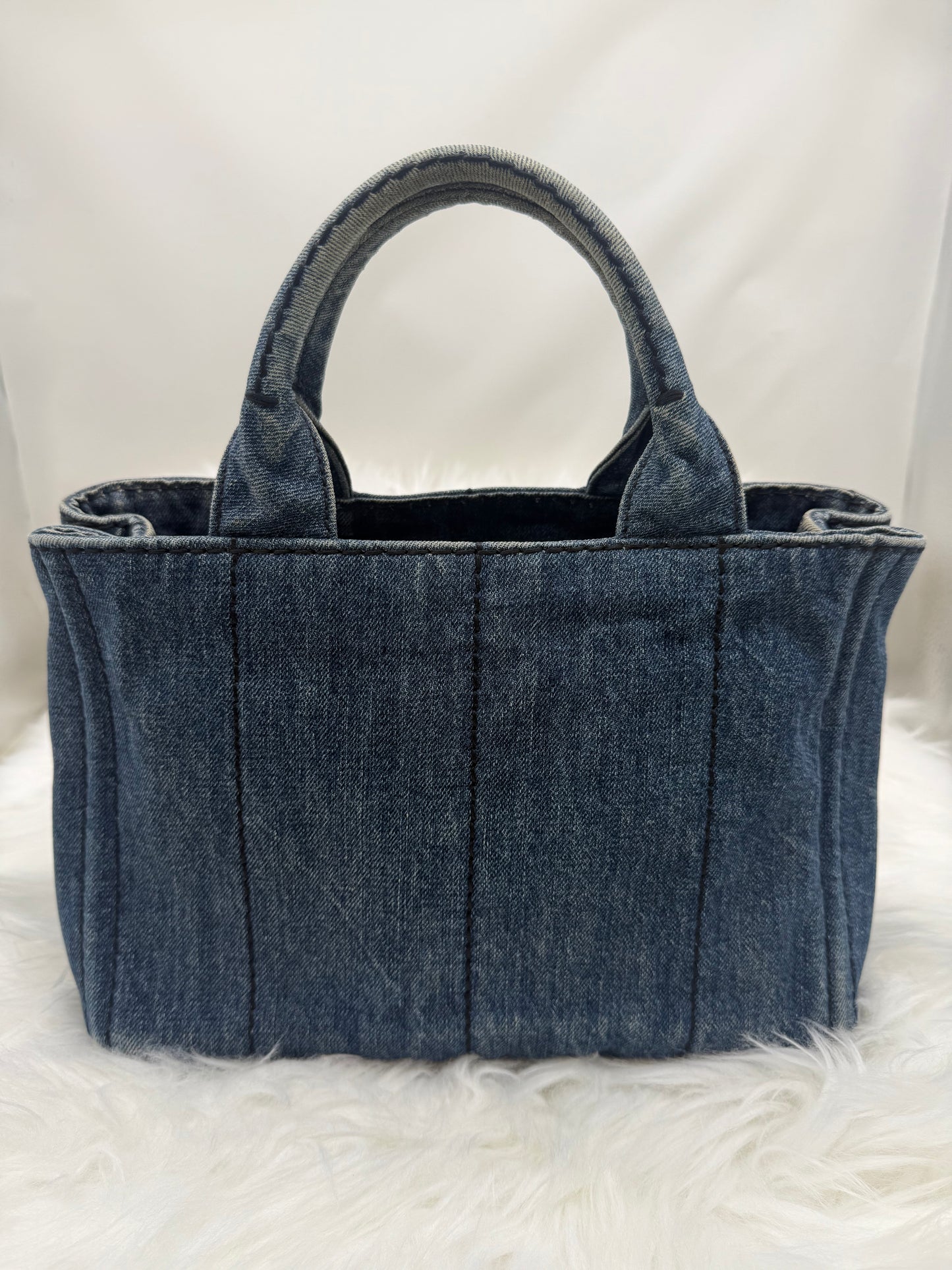 Prada Denim Canapa Tote in Blue