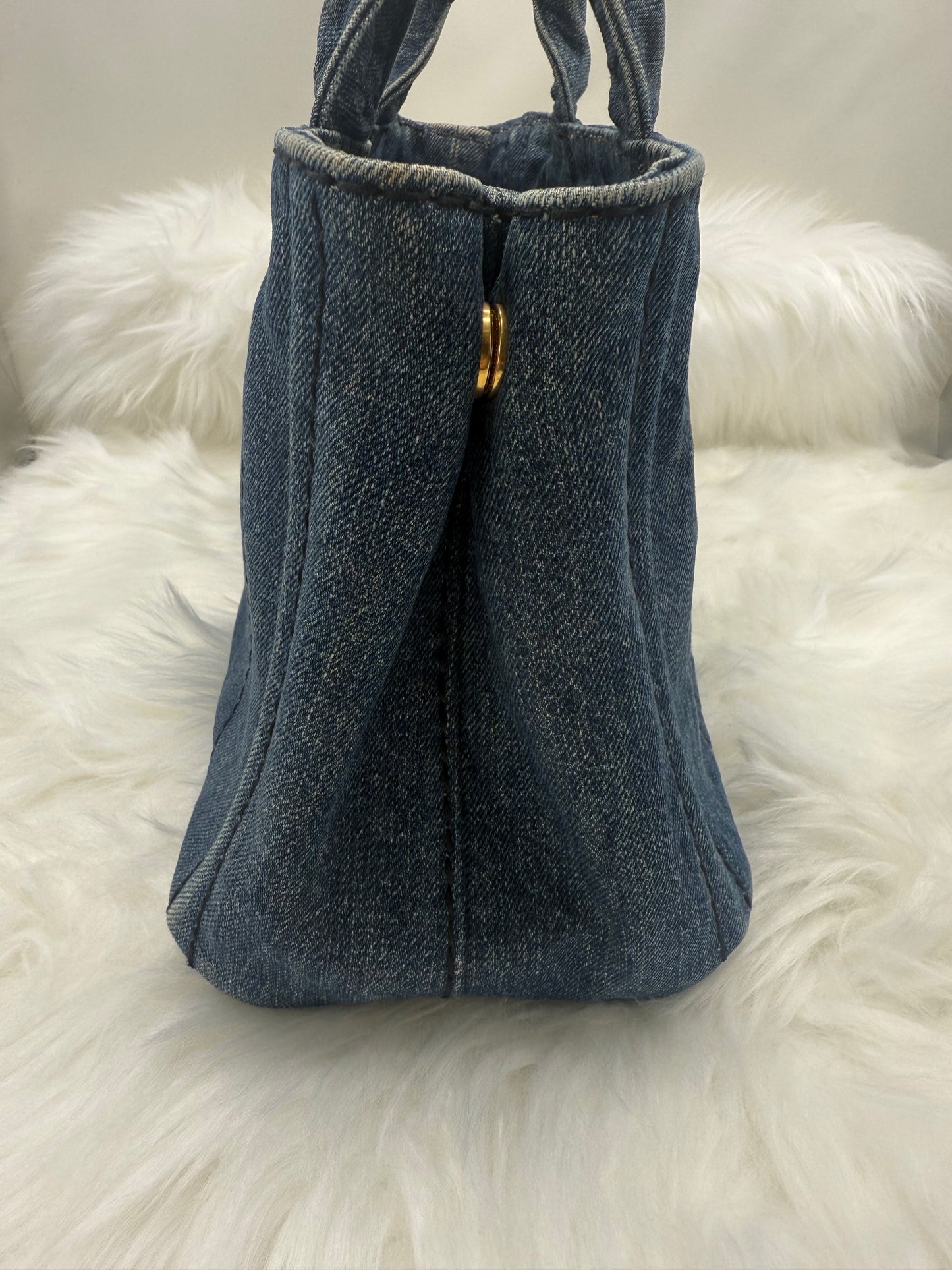 Prada Denim Canapa Tote in Blue