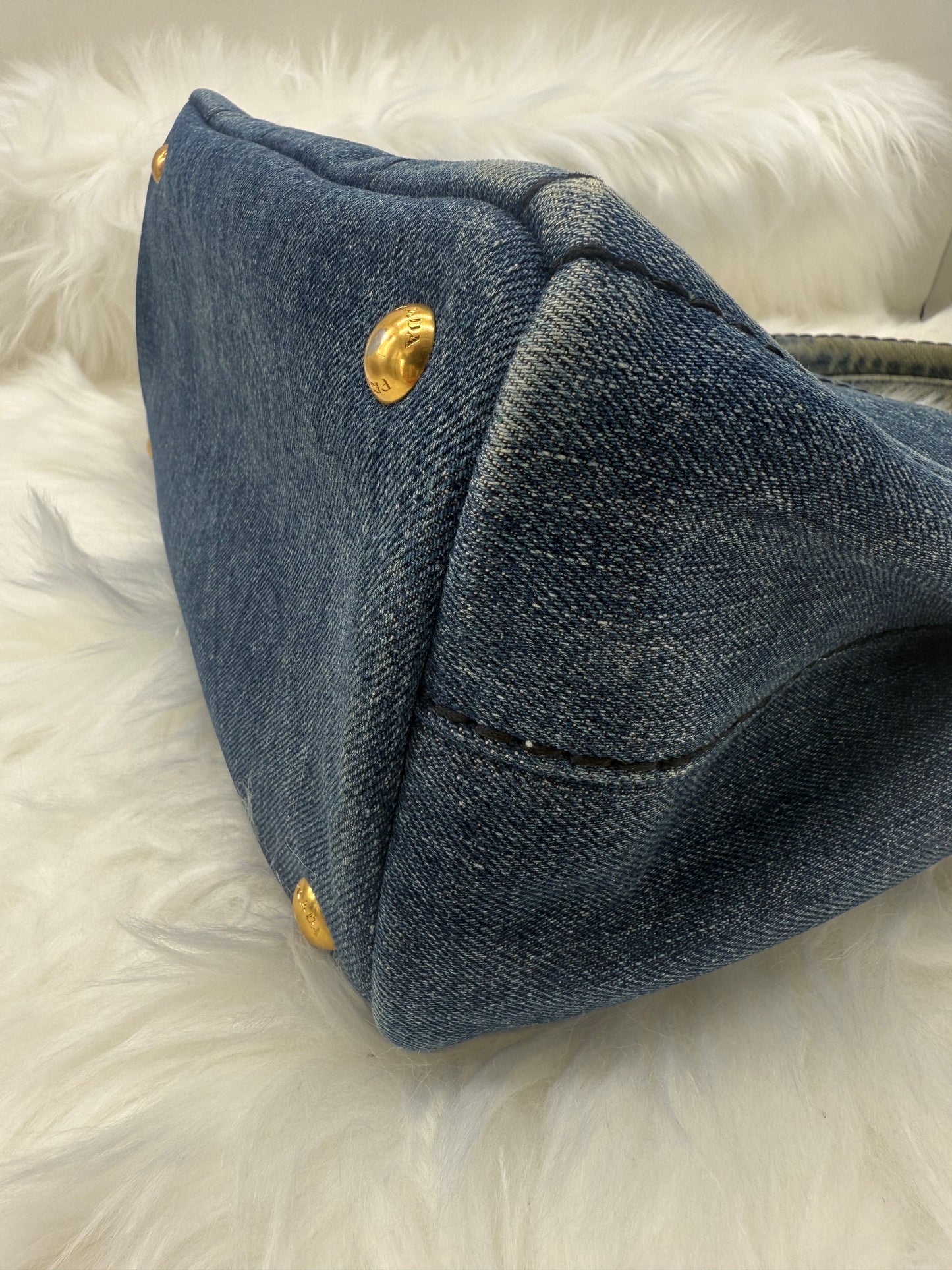 Prada Denim Canapa Tote in Blue