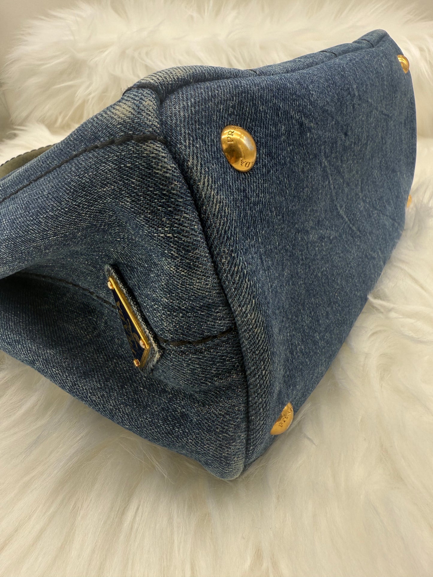 Prada Denim Canapa Tote in Blue