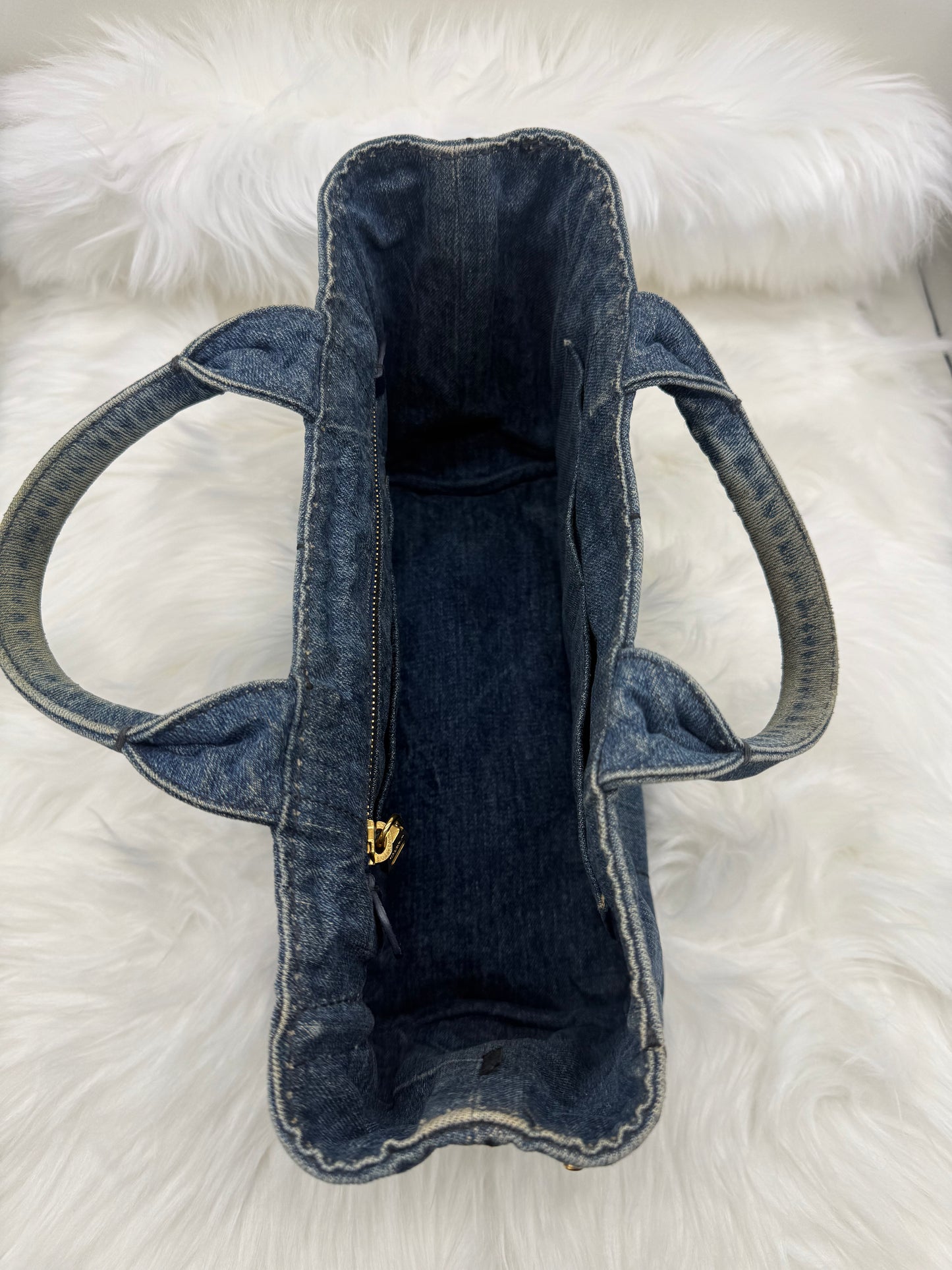 Prada Denim Canapa Tote in Blue