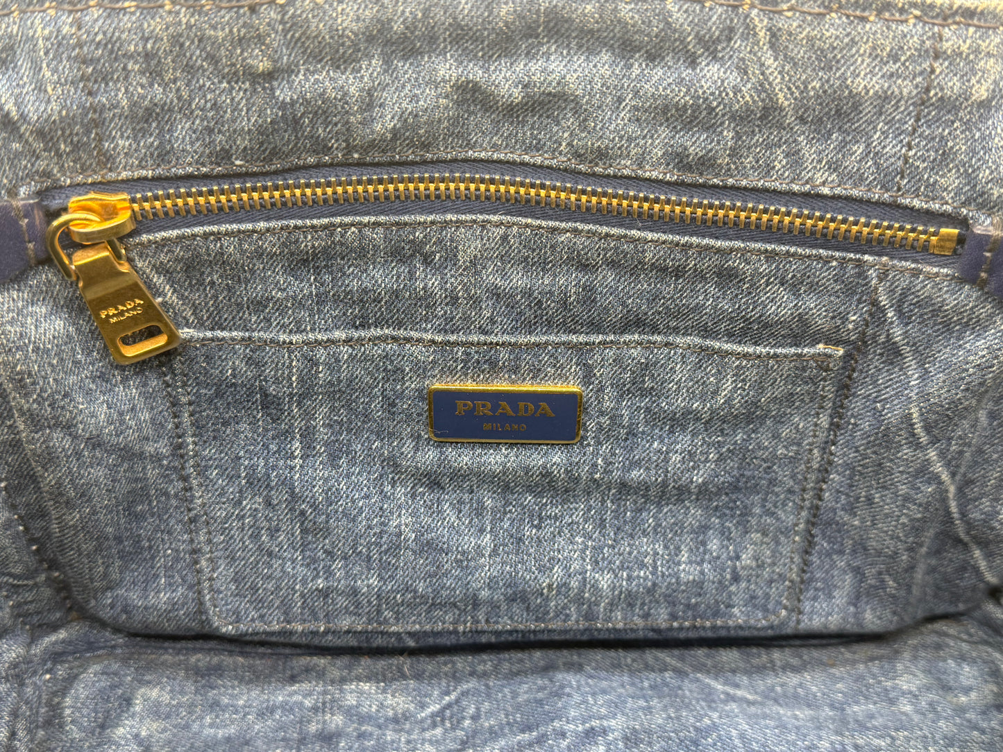 Prada Denim Canapa Tote in Blue