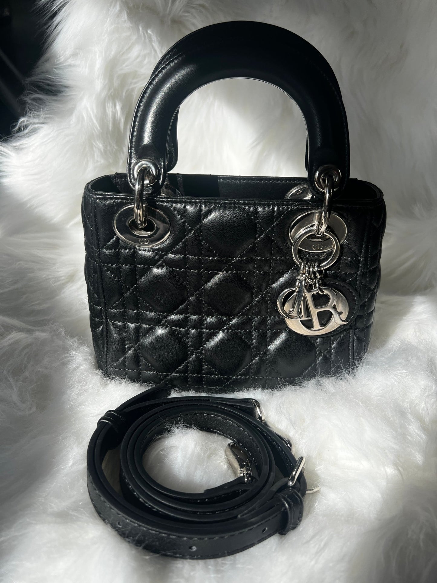Dior Mini Lady Dior Cannage Lambskin Black - Styles via Sina