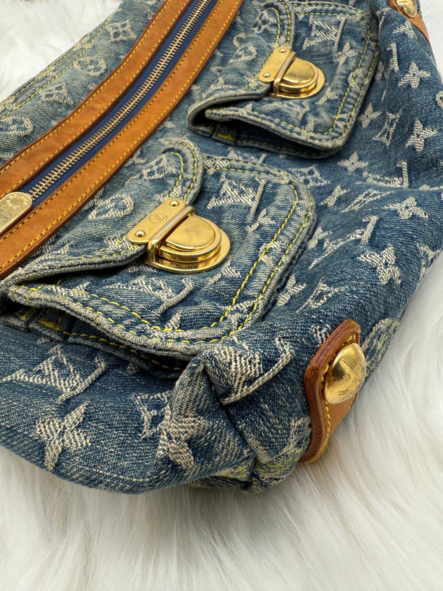 Louis Vuitton Baggy PM Monogram Denim in Blue - Styles via Sina