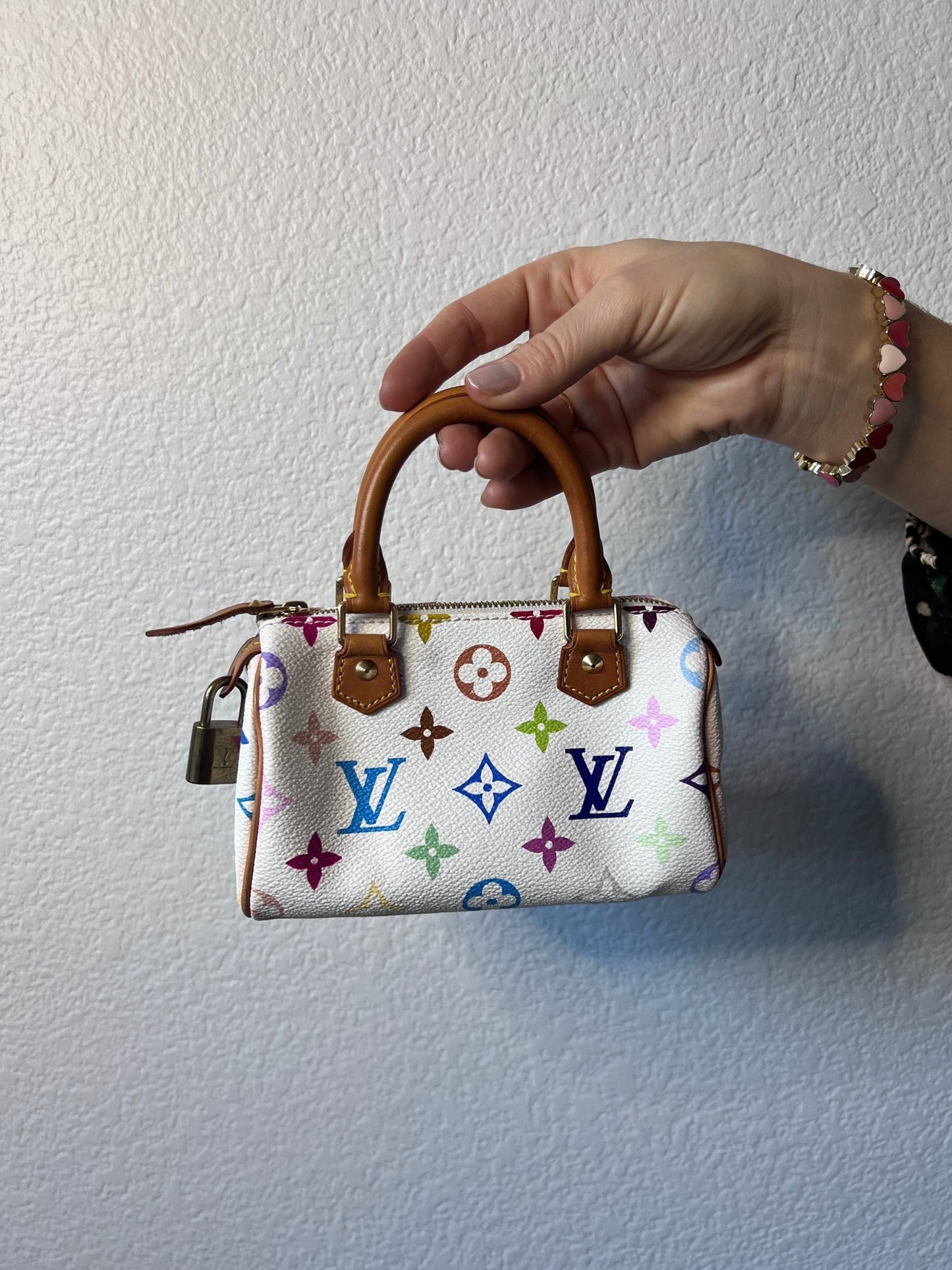 Louis Vuitton x Takashi Murakami White Multicolor Mini Speedy - Styles via Sina