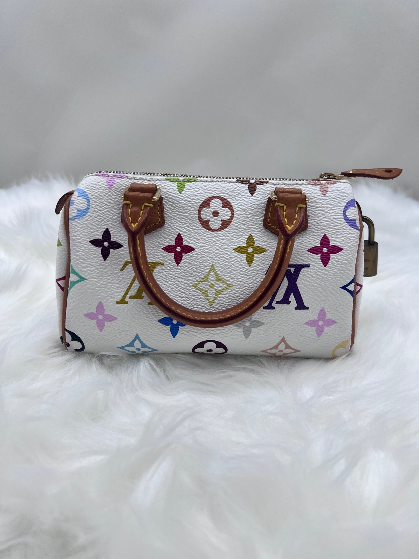 Louis Vuitton x Takashi Murakami White Multicolor Mini Speedy - Styles via Sina