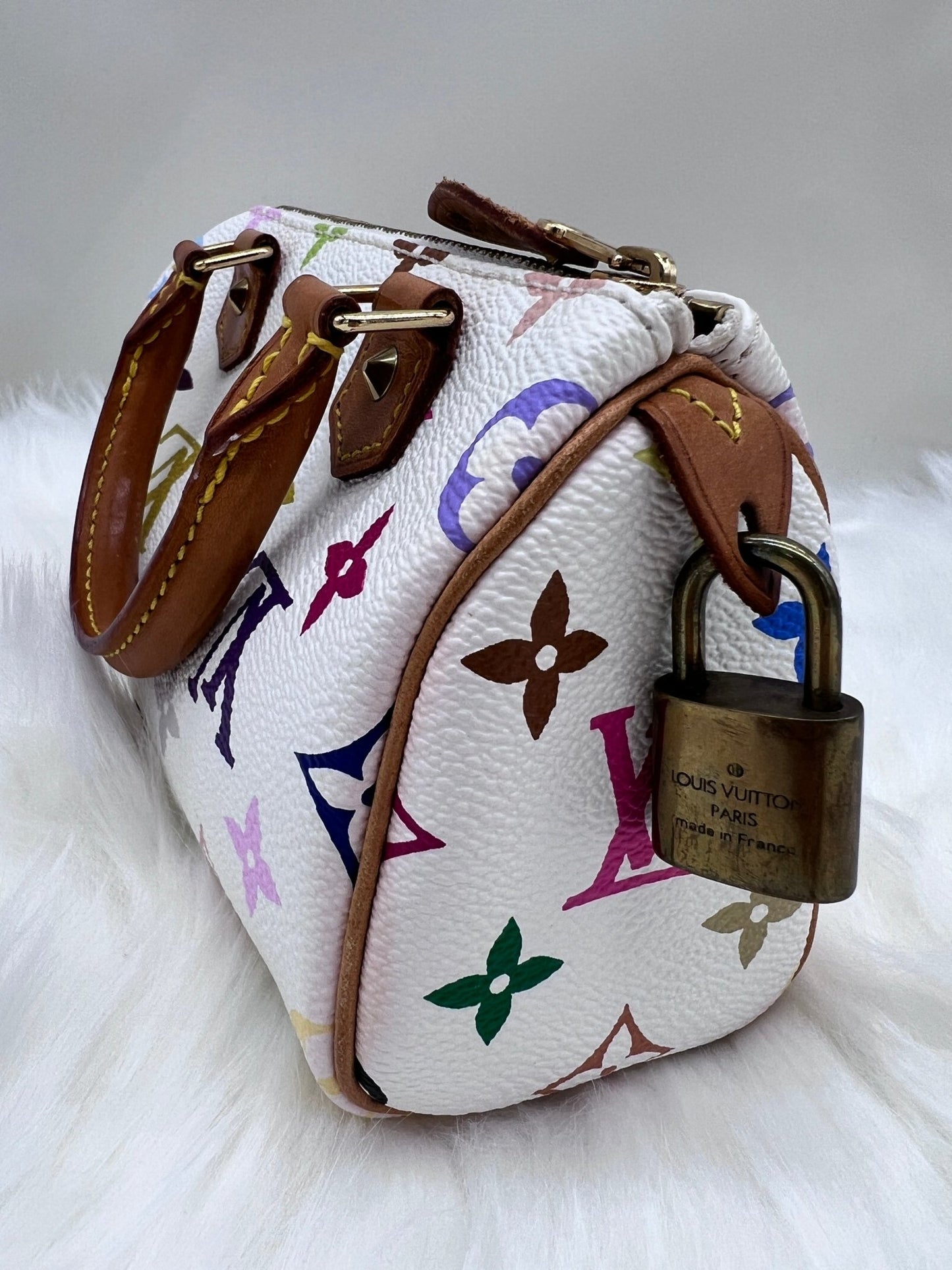 Louis Vuitton x Takashi Murakami White Multicolor Mini Speedy - Styles via Sina