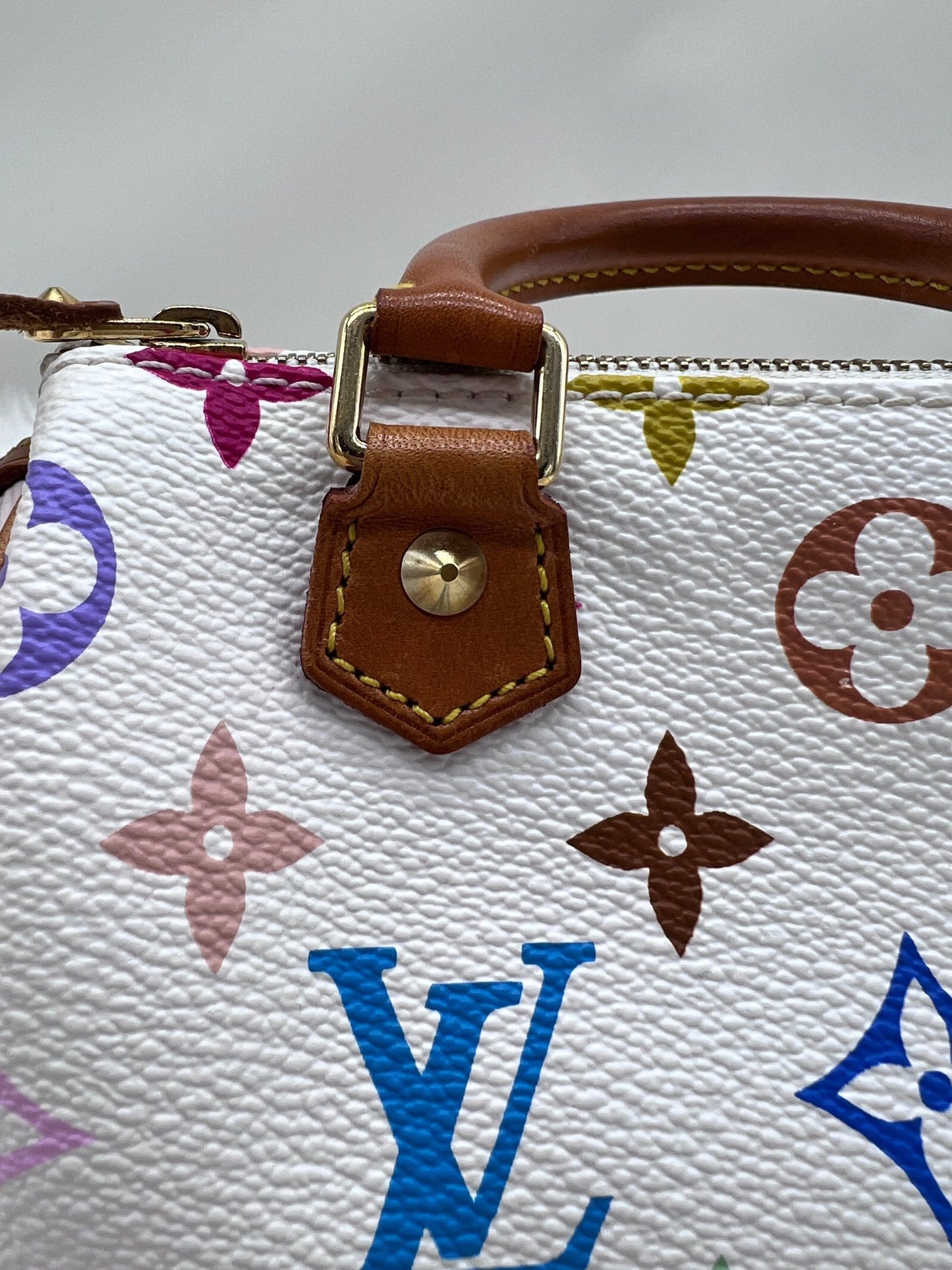 Louis Vuitton x Takashi Murakami White Multicolor Mini Speedy - Styles via Sina