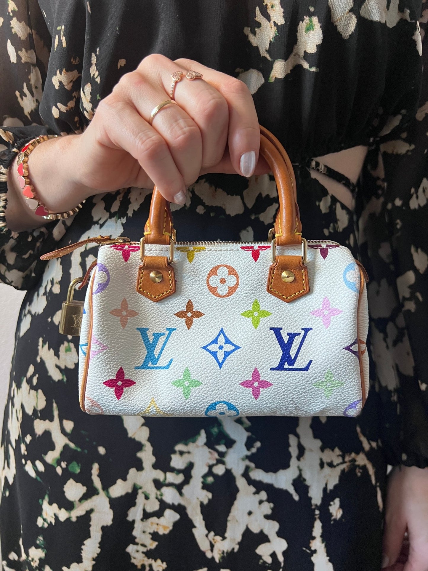 Louis Vuitton x Takashi Murakami White Multicolor Mini Speedy - Styles via Sina