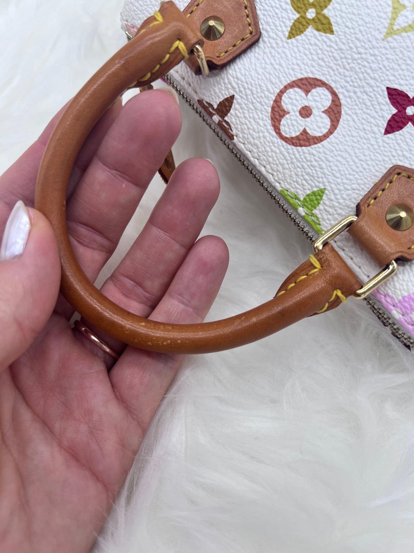 Louis Vuitton x Takashi Murakami White Multicolor Mini Speedy - Styles via Sina
