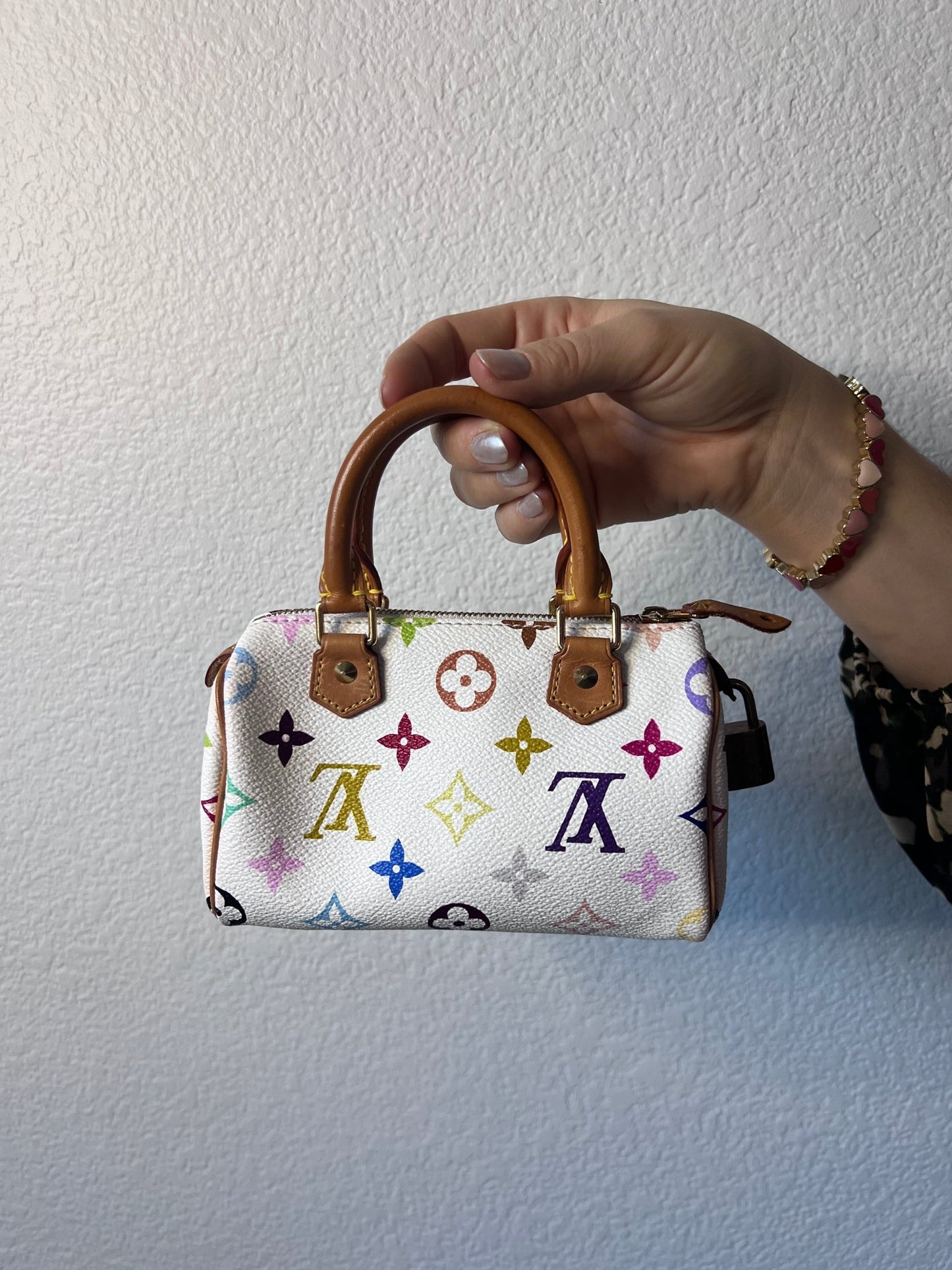 Louis Vuitton x Takashi Murakami White Multicolor Mini Speedy - Styles via Sina