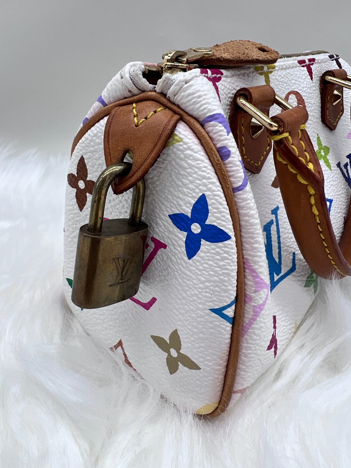 Louis Vuitton x Takashi Murakami White Multicolor Mini Speedy - Styles via Sina