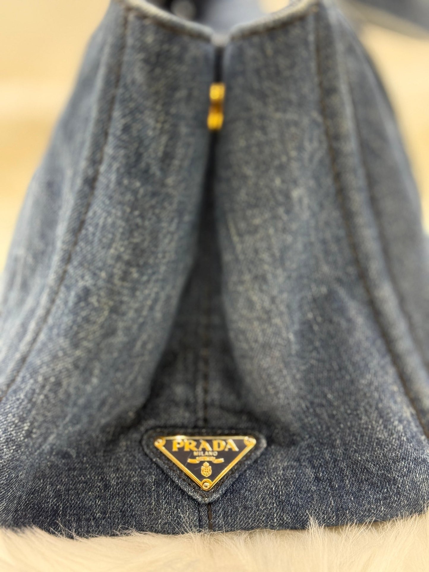 Prada Blue Denim Canapa Large Tote - Styles via Sina