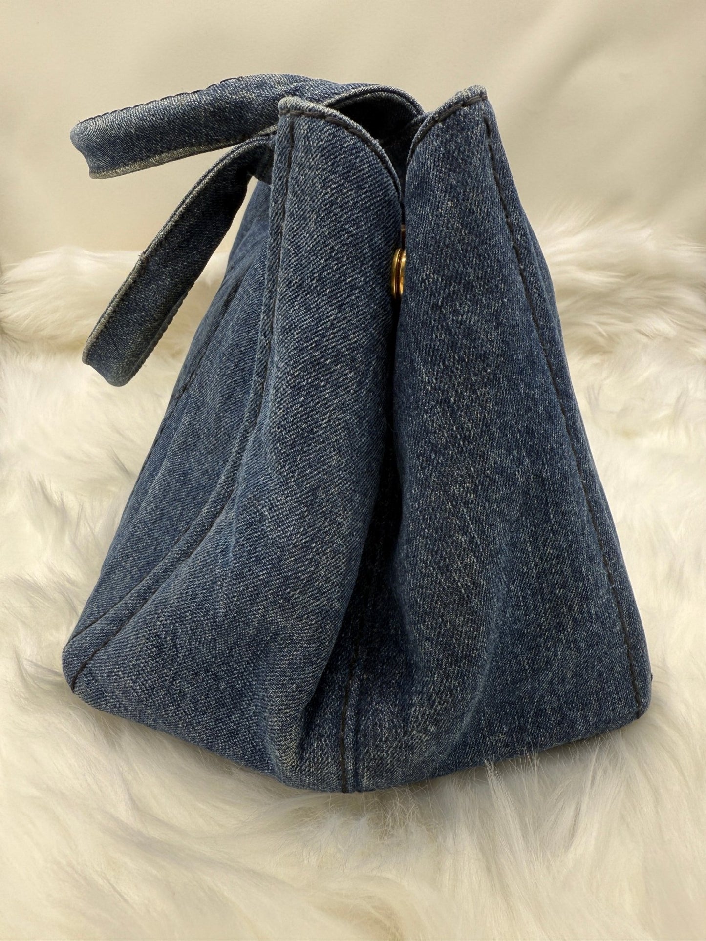 Prada Blue Denim Canapa Large Tote - Styles via Sina
