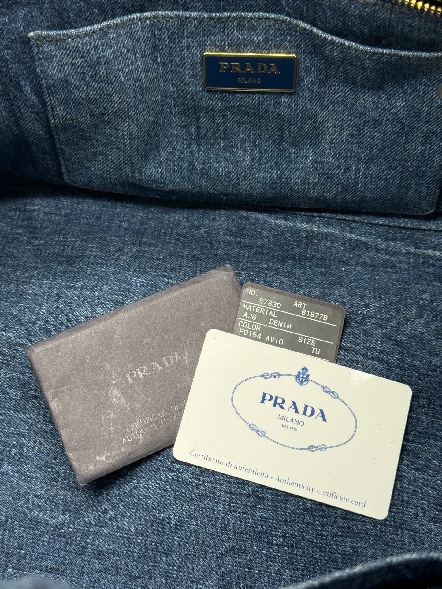 Prada Blue Denim Canapa Large Tote - Styles via Sina