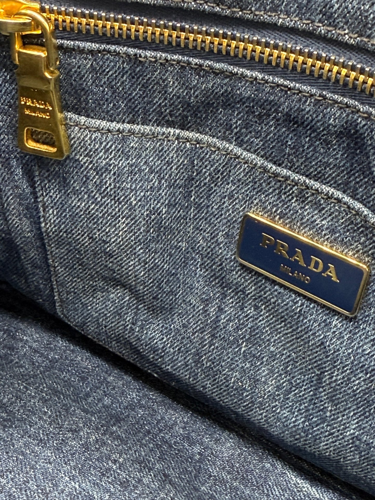 Prada Blue Denim Canapa Large Tote - Styles via Sina