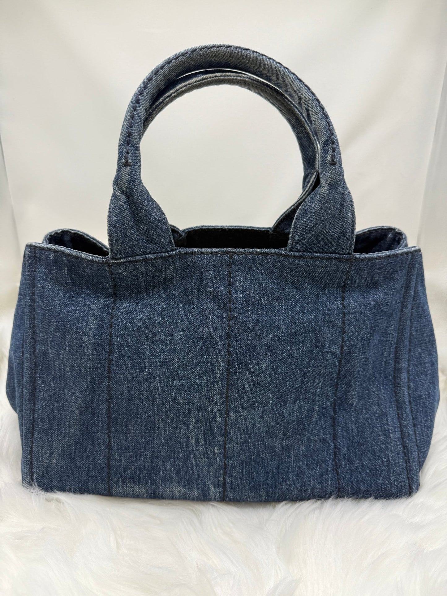 Prada Blue Denim Canapa Large Tote - Styles via Sina