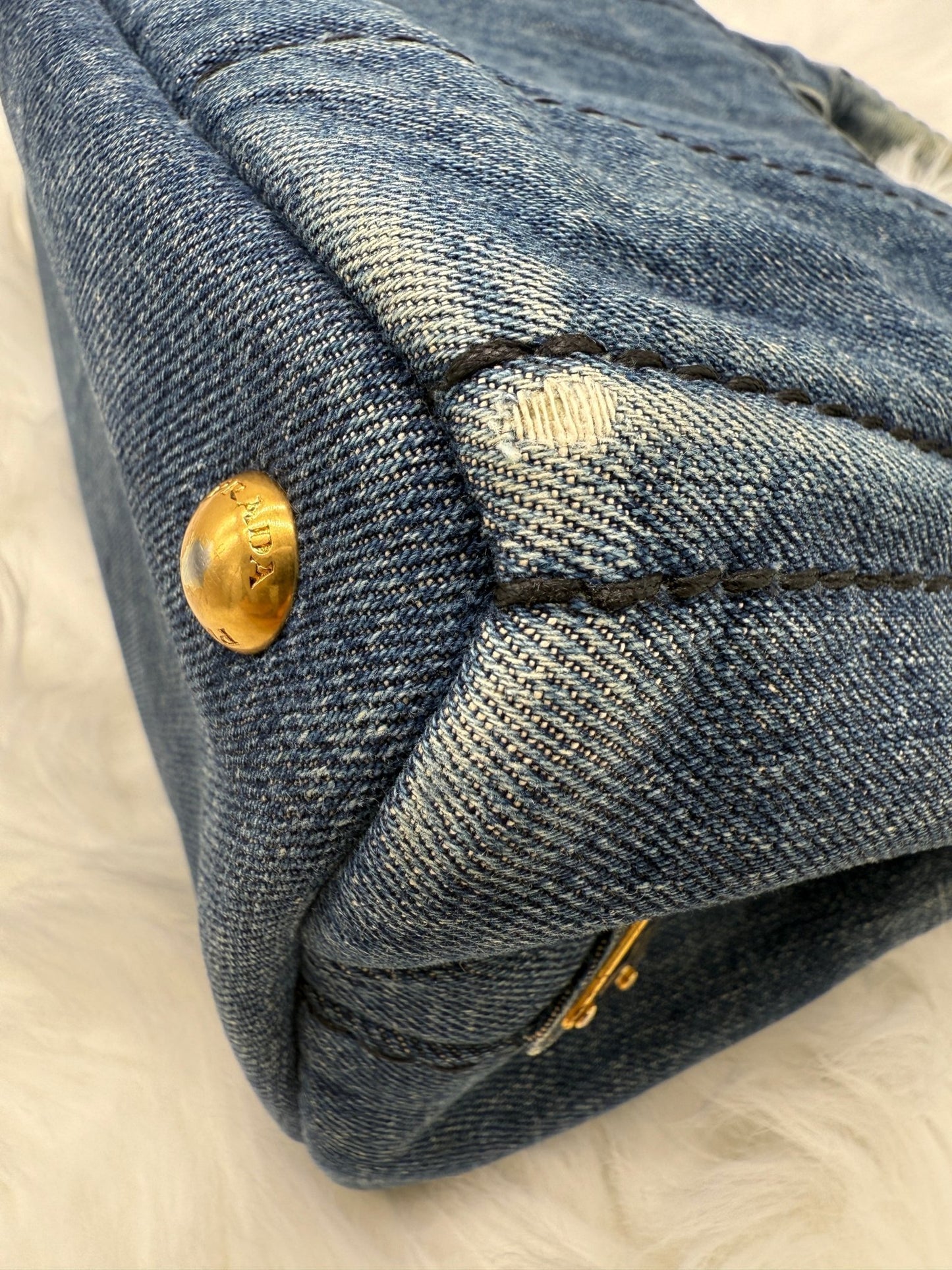 Prada Denim Canapa Tote in Blue - Styles via Sina