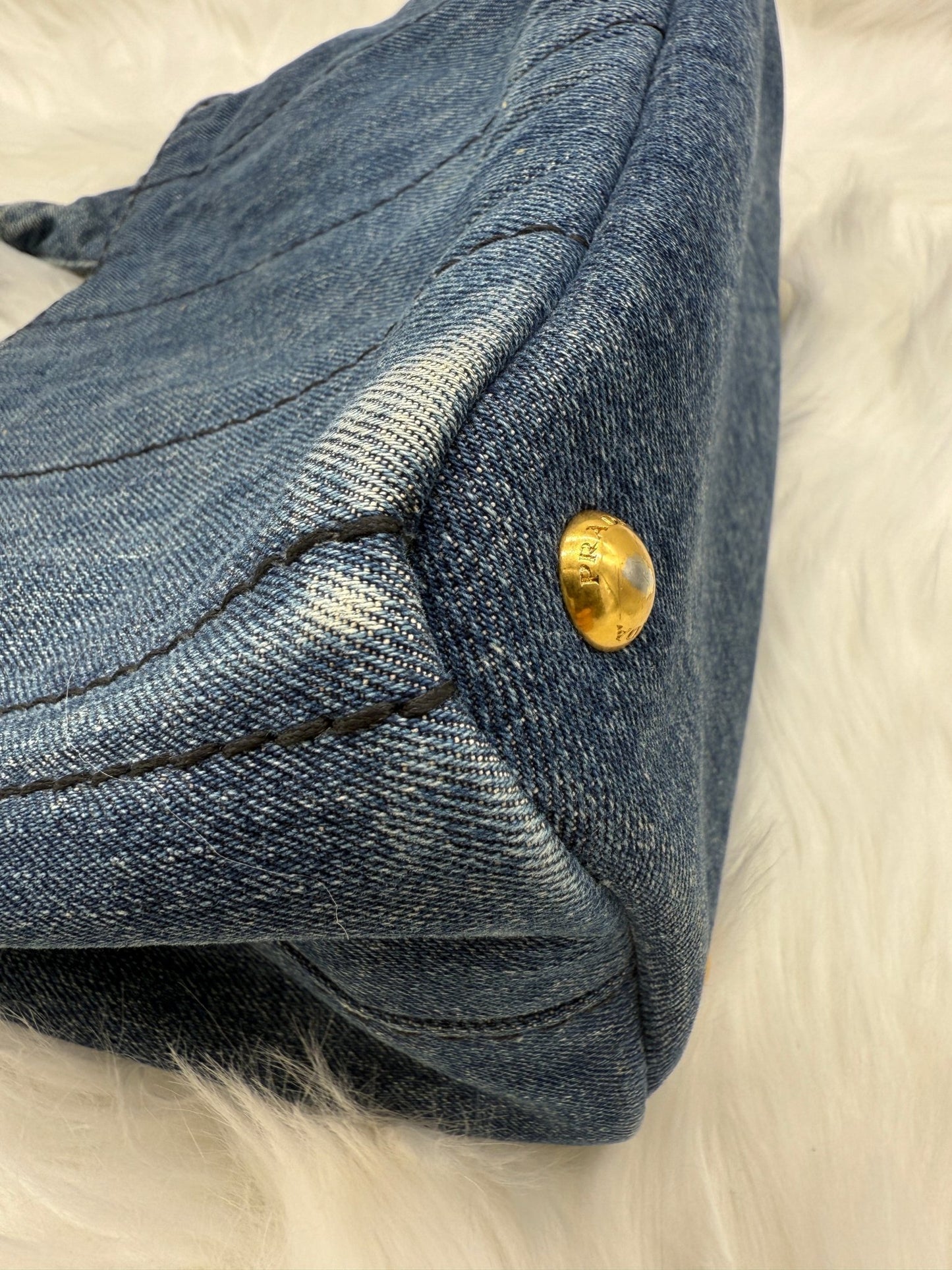 Prada Denim Canapa Tote in Blue - Styles via Sina