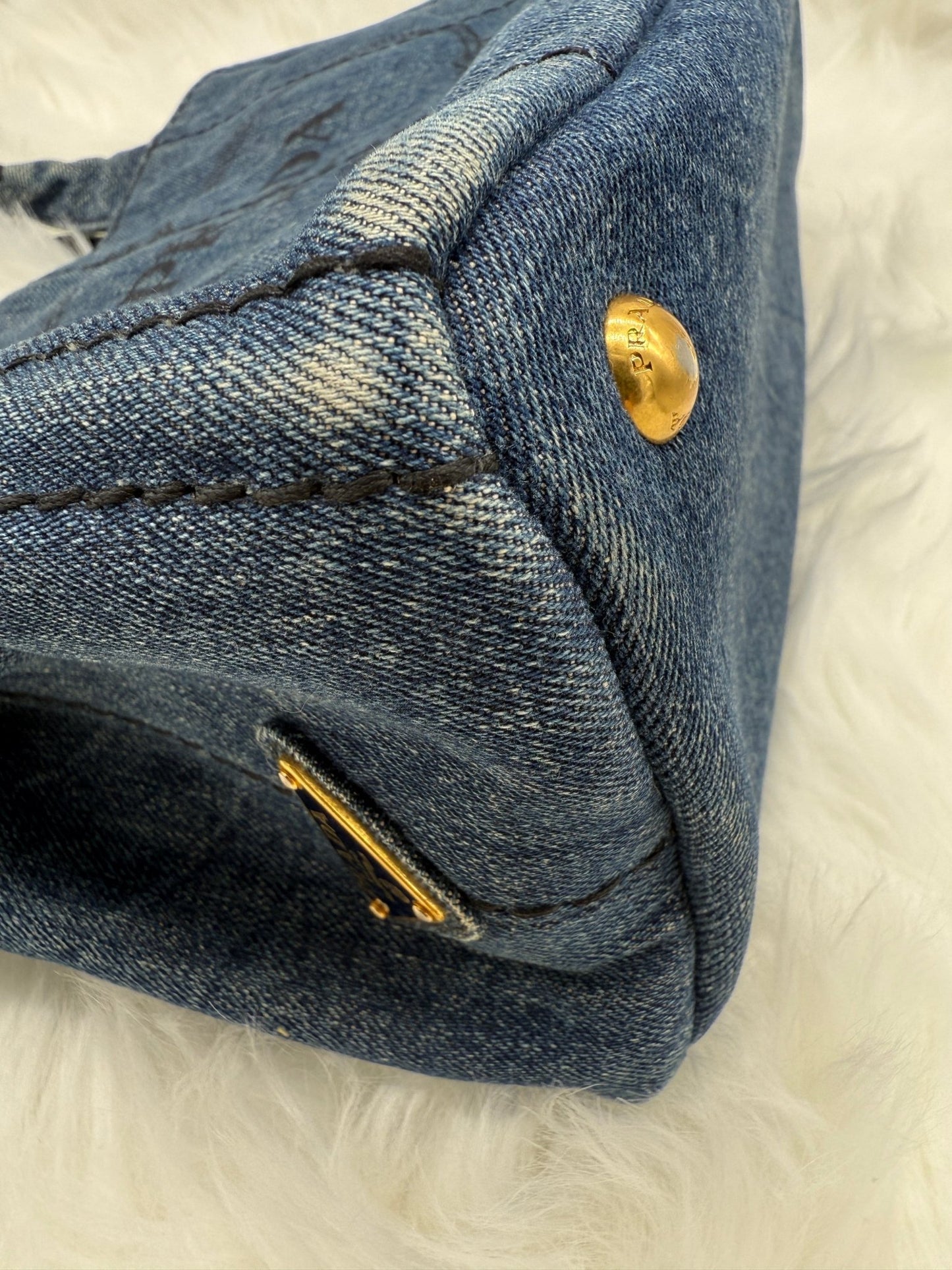 Prada Denim Canapa Tote in Blue - Styles via Sina