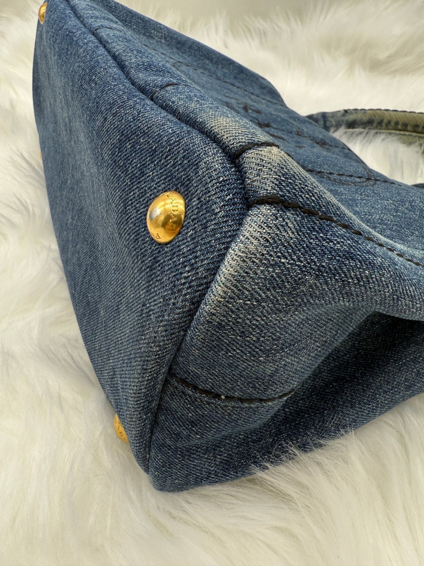 Prada Denim Canapa Tote in Blue - Styles via Sina