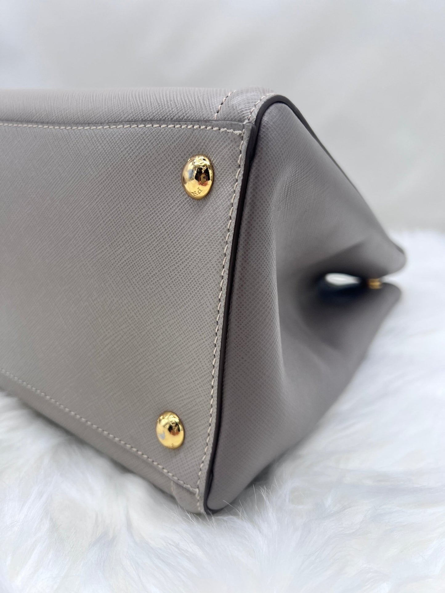 Prada Large Saffiano Galleria Satchel Grey - Styles via Sina