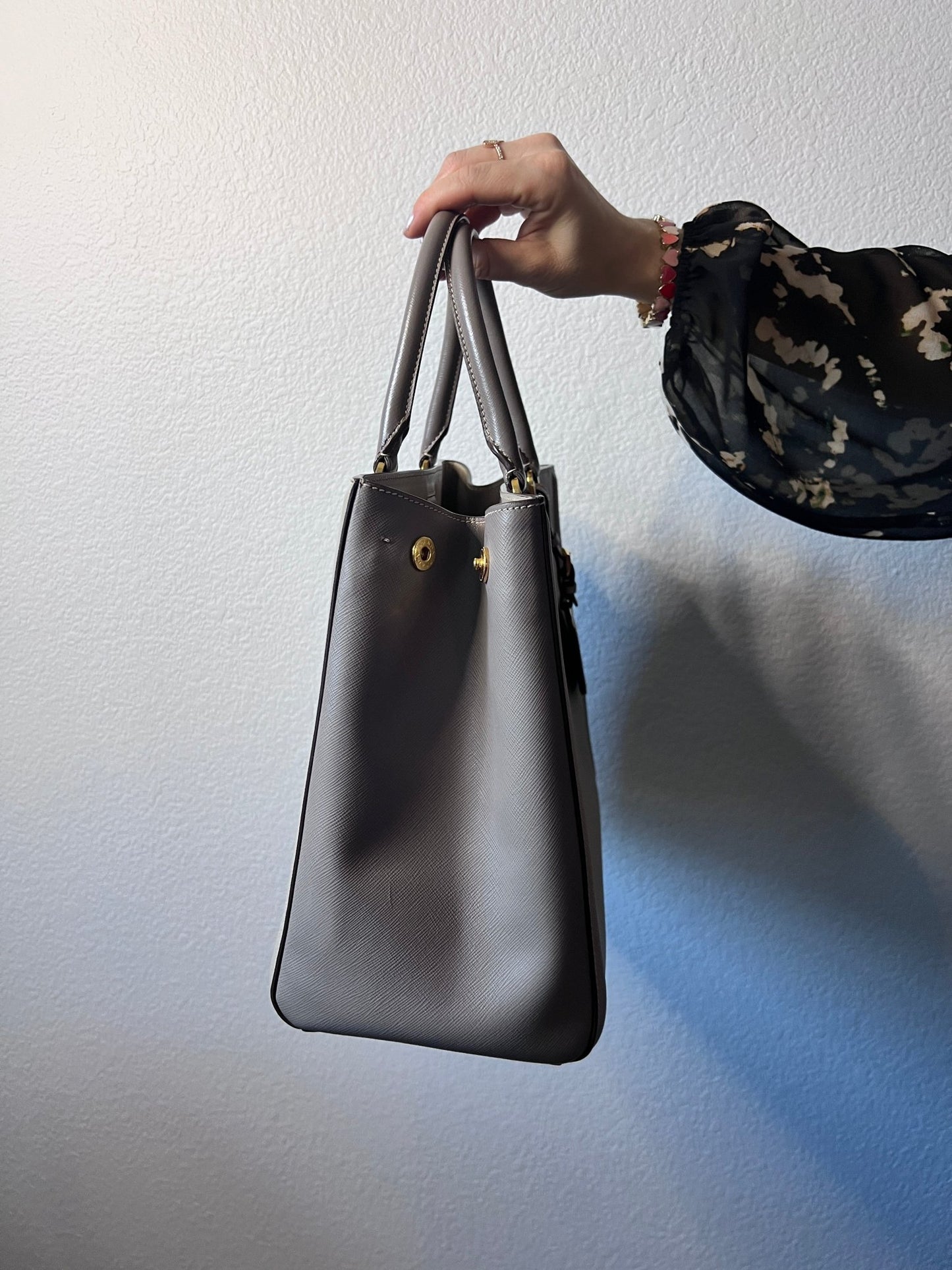 Prada Large Saffiano Galleria Satchel Grey - Styles via Sina