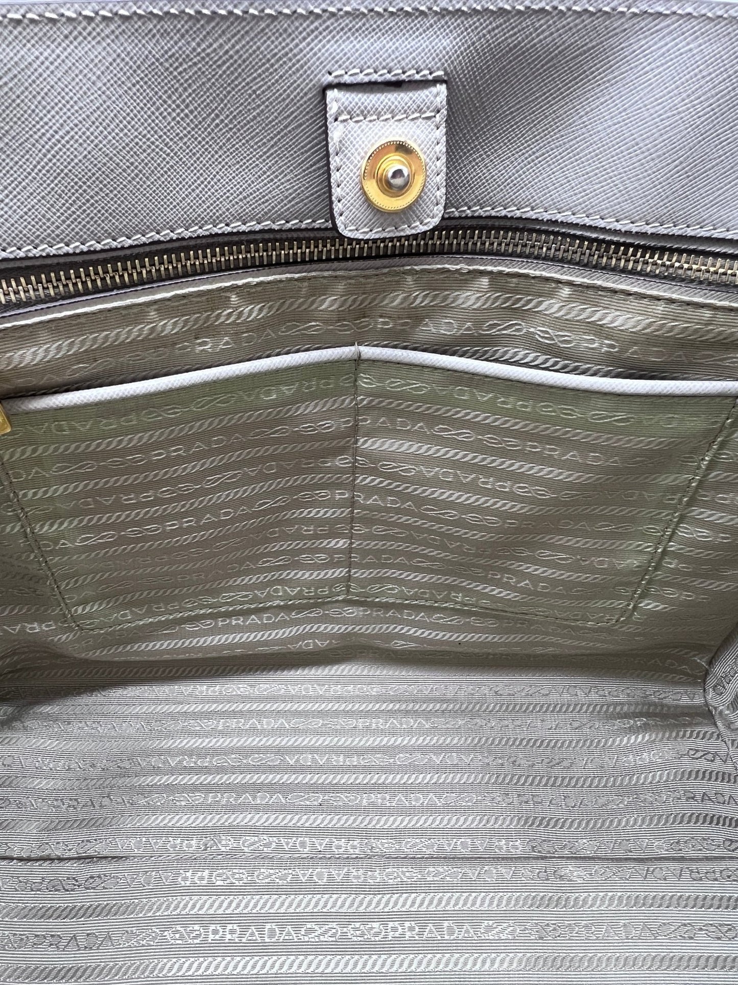 Prada Large Saffiano Galleria Satchel Grey - Styles via Sina