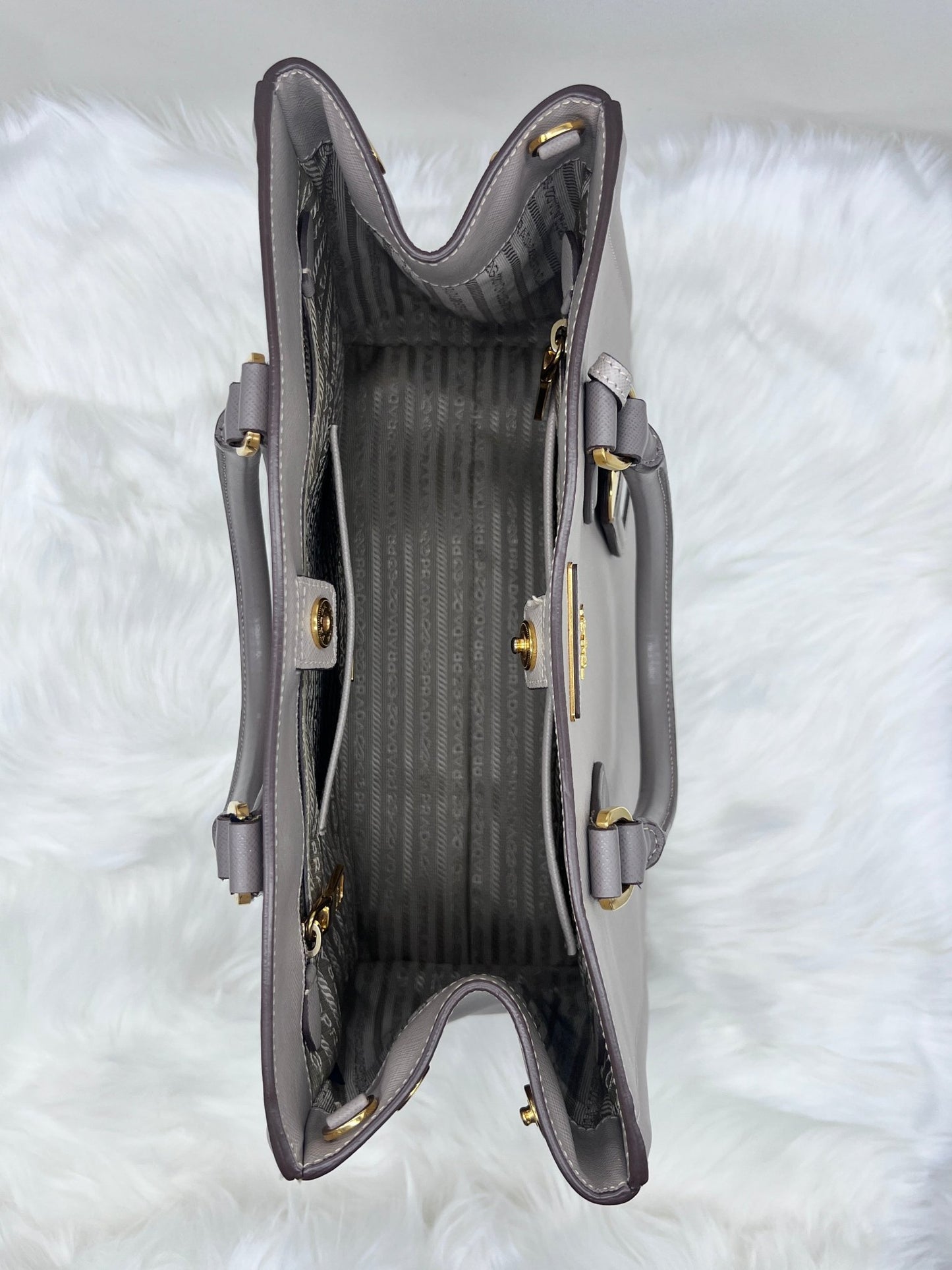 Prada Large Saffiano Galleria Satchel Grey - Styles via Sina