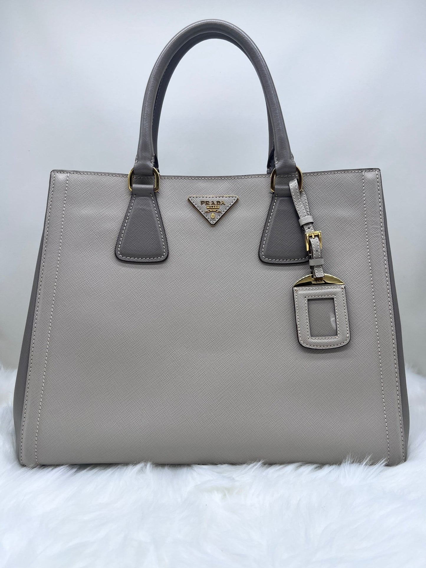 Prada Large Saffiano Galleria Satchel Grey - Styles via Sina