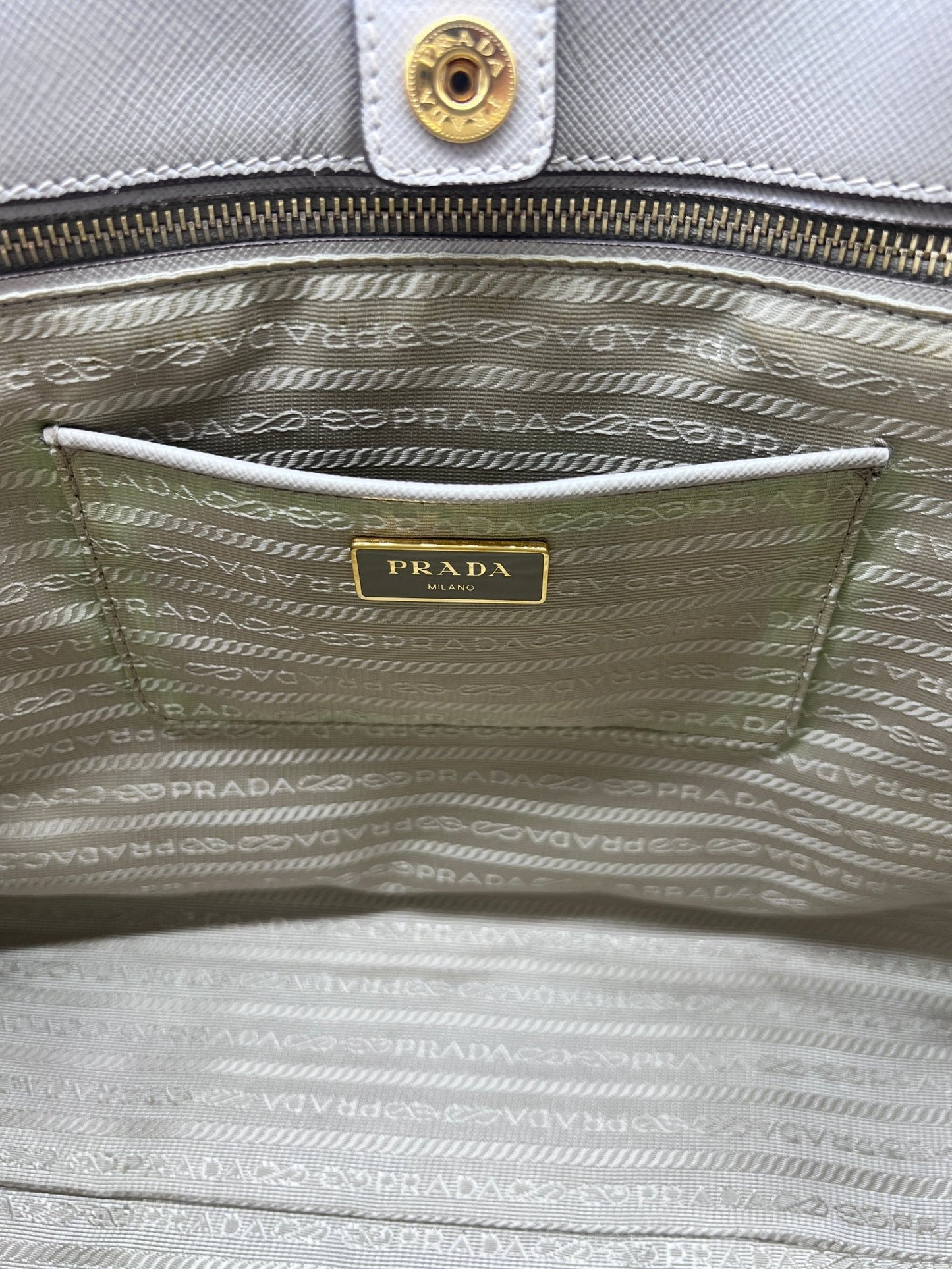 Prada Large Saffiano Galleria Satchel Grey - Styles via Sina