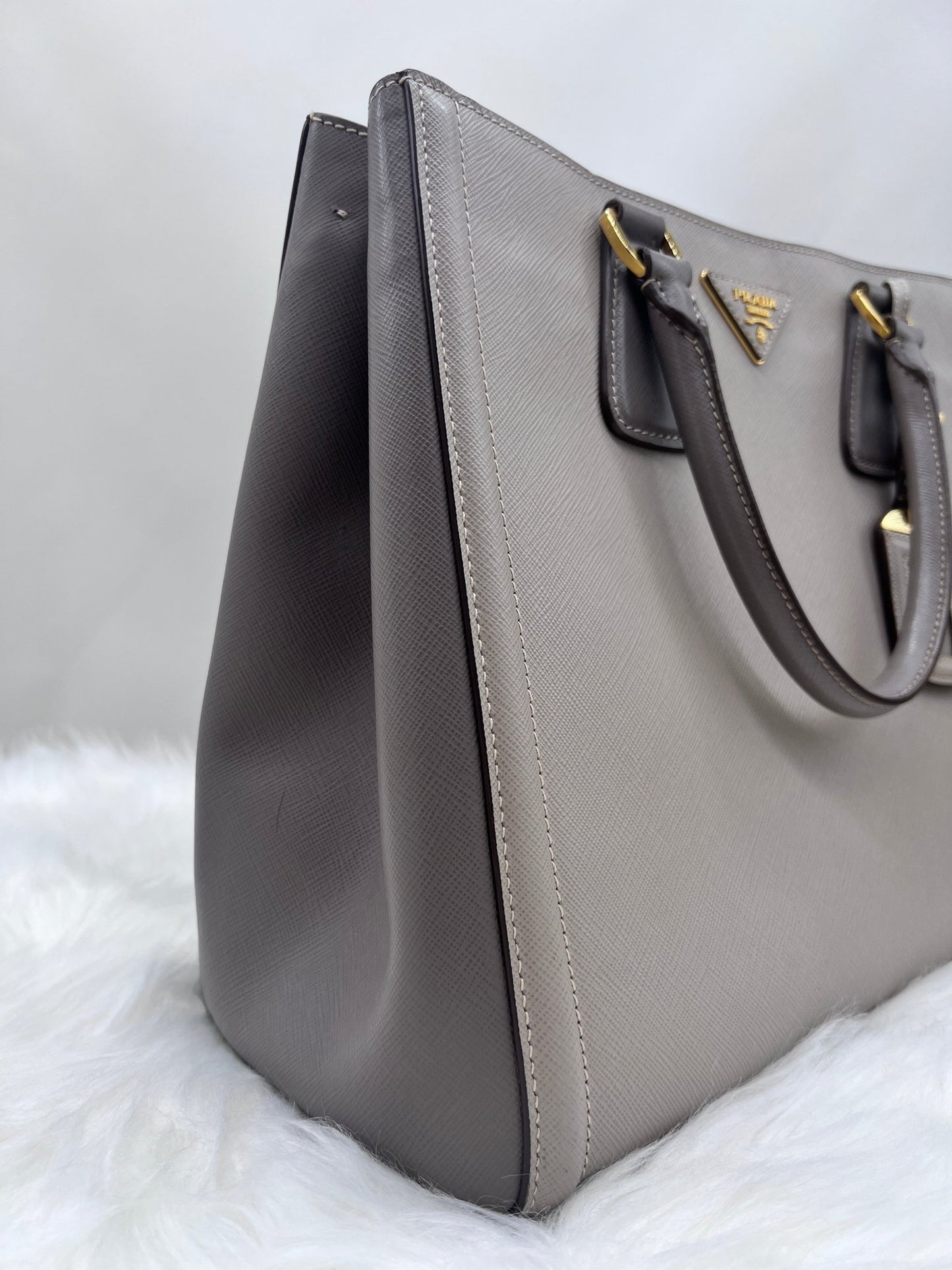 Prada Large Saffiano Galleria Satchel Grey - Styles via Sina