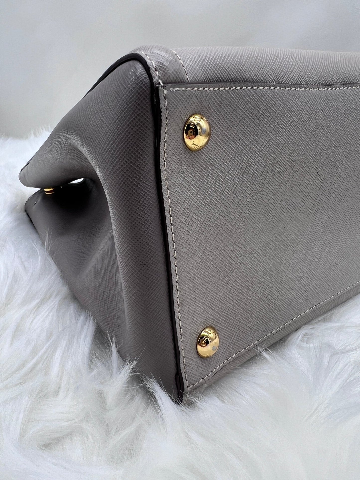 Prada Large Saffiano Galleria Satchel Grey - Styles via Sina