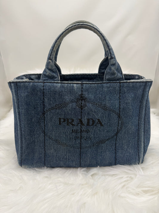 Prada Denim Canapa Tote in Blue