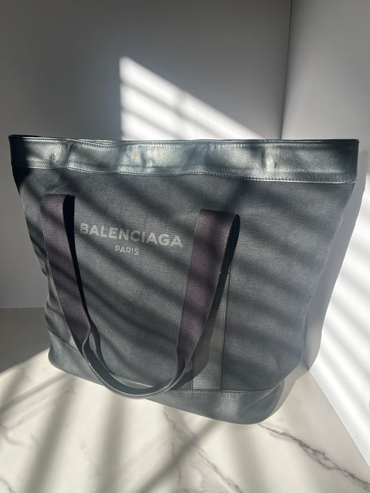 Balenciaga Logo Everyday Canvas Tote Large Black