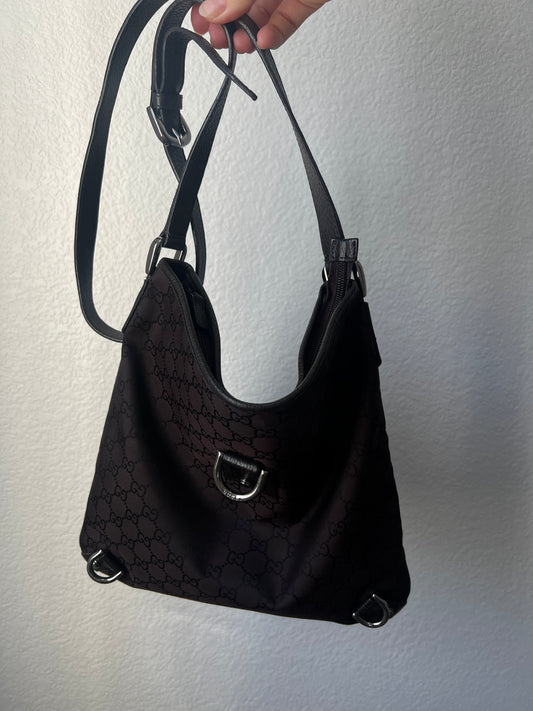 Gucci GG Denim Abbey D-Ring Crossbody Brown