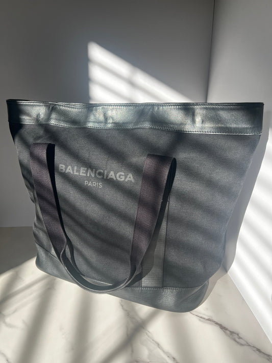 Balenciaga Logo Everyday Canvas Tote Large Black - Styles via Sina
