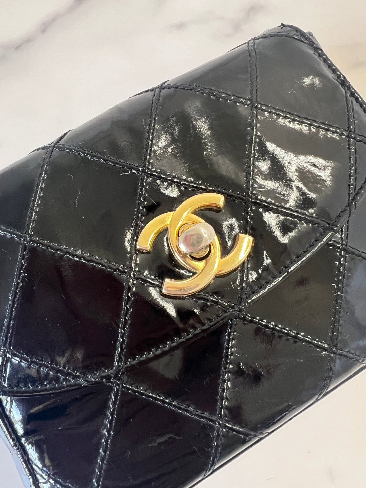 Chanel Quilted Patent Belt Bag Black w/Belt - Styles via Sina