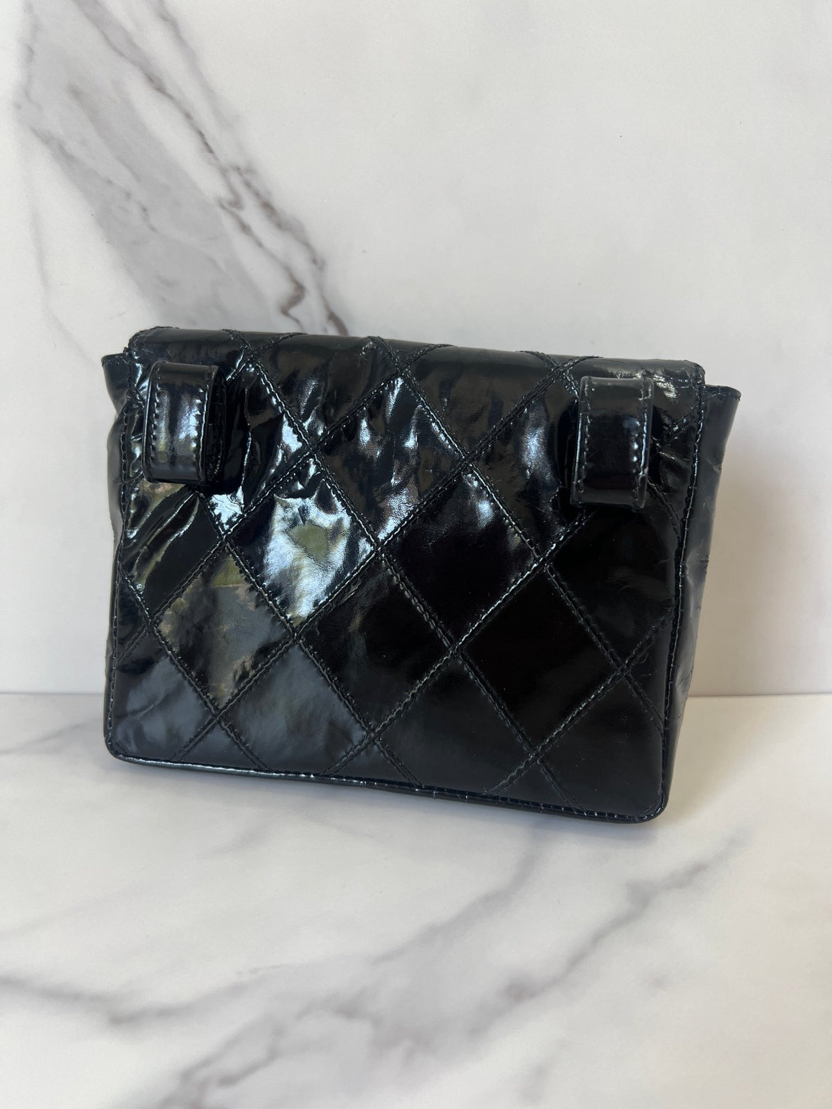 Chanel Quilted Patent Belt Bag Black w/Belt - Styles via Sina