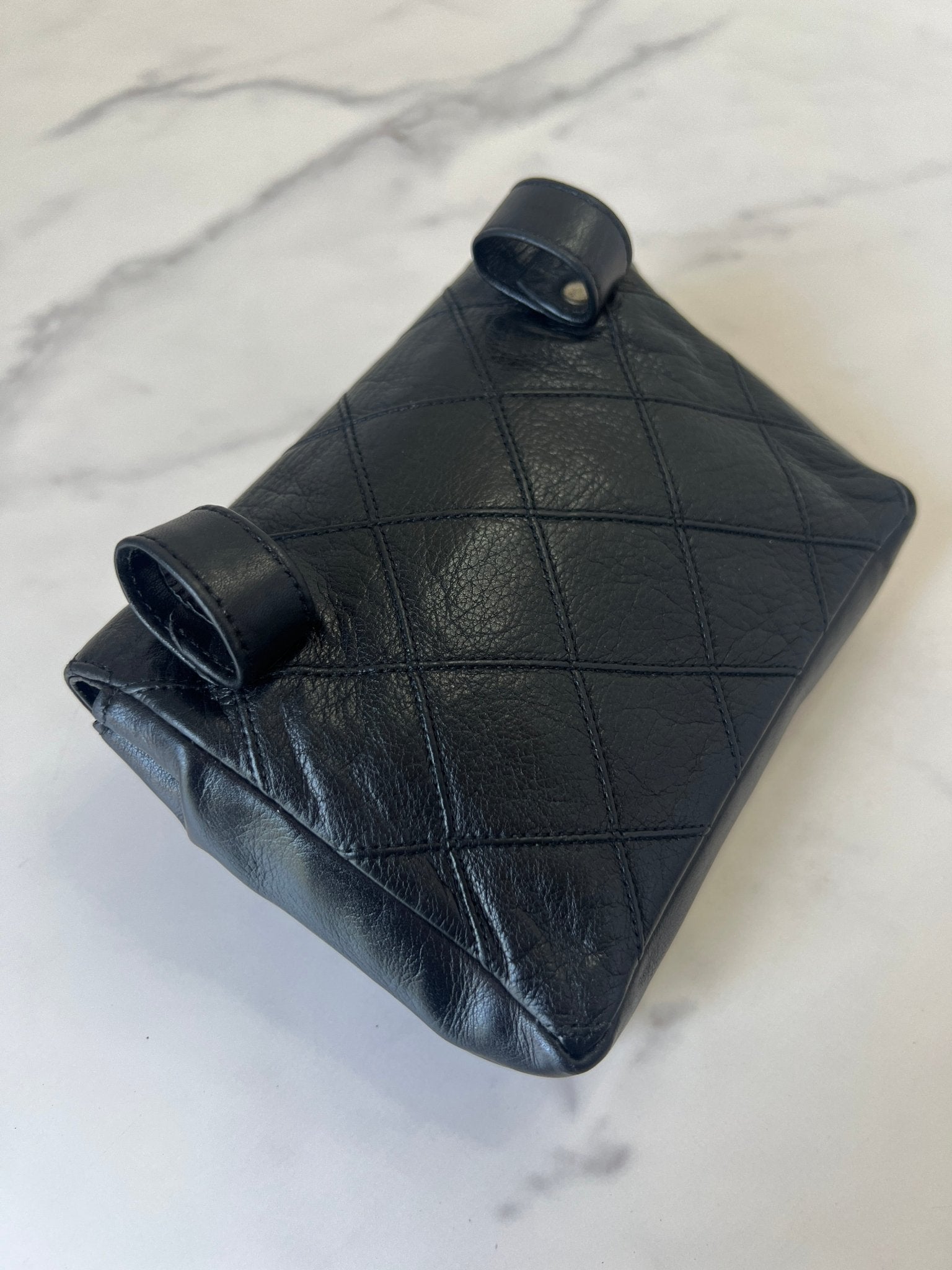 Chanel Quilted Textured Lambskin Belt Bag Black - Styles via Sina