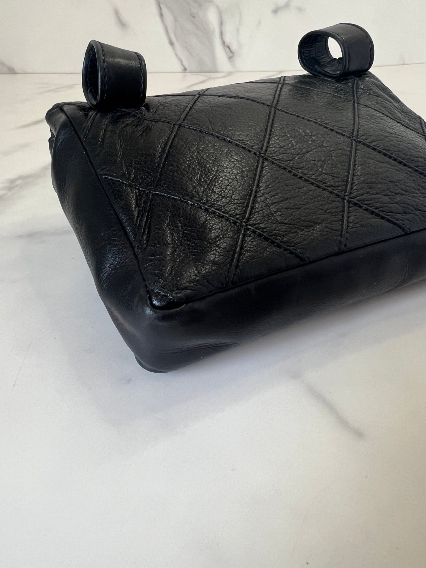 Chanel Quilted Textured Lambskin Belt Bag Black - Styles via Sina