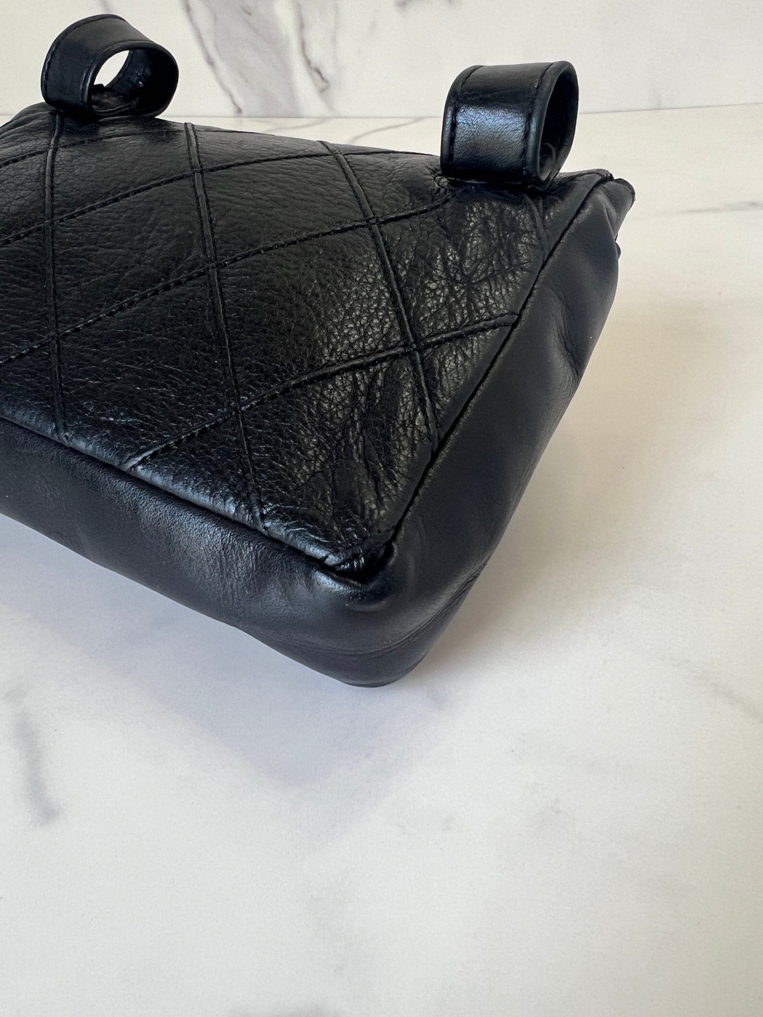 Chanel Quilted Textured Lambskin Belt Bag Black - Styles via Sina