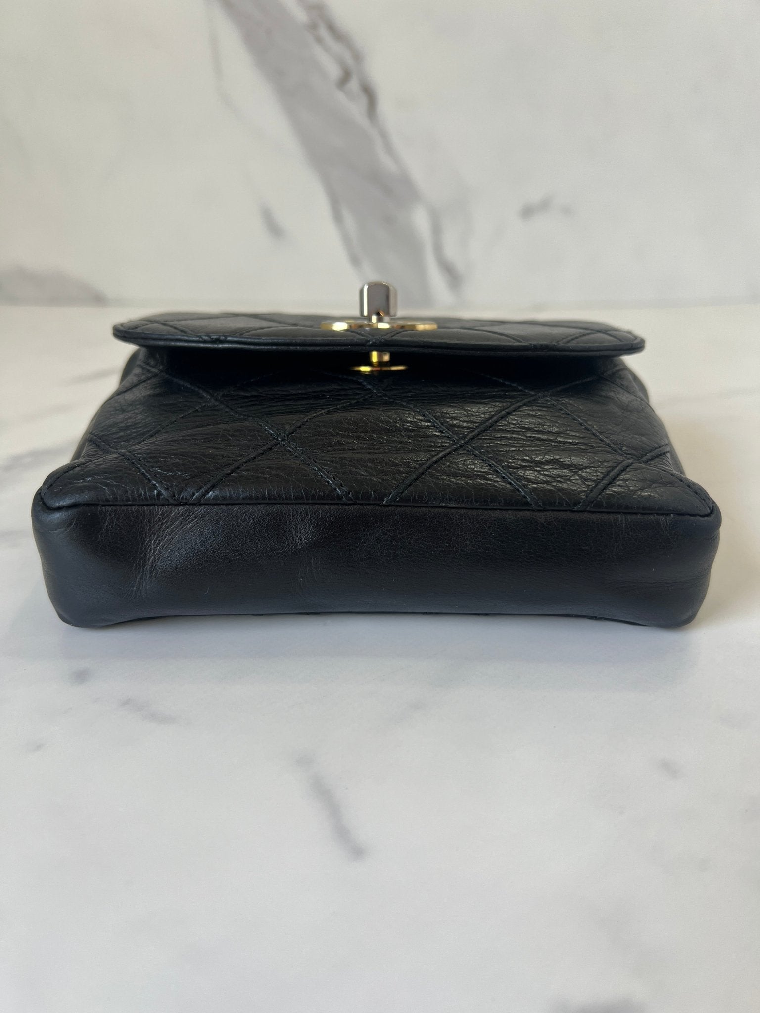 Chanel Quilted Textured Lambskin Belt Bag Black - Styles via Sina