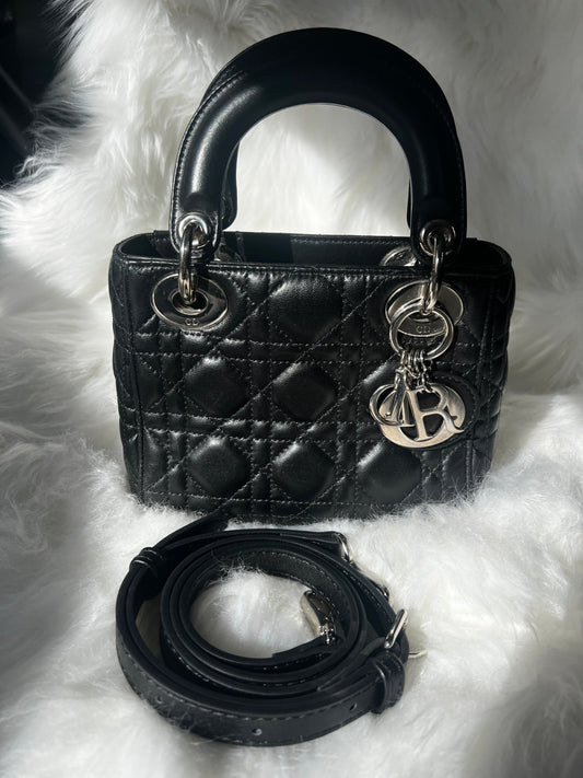 Dior Mini Lady Dior Cannage Lambskin Black - Styles via Sina