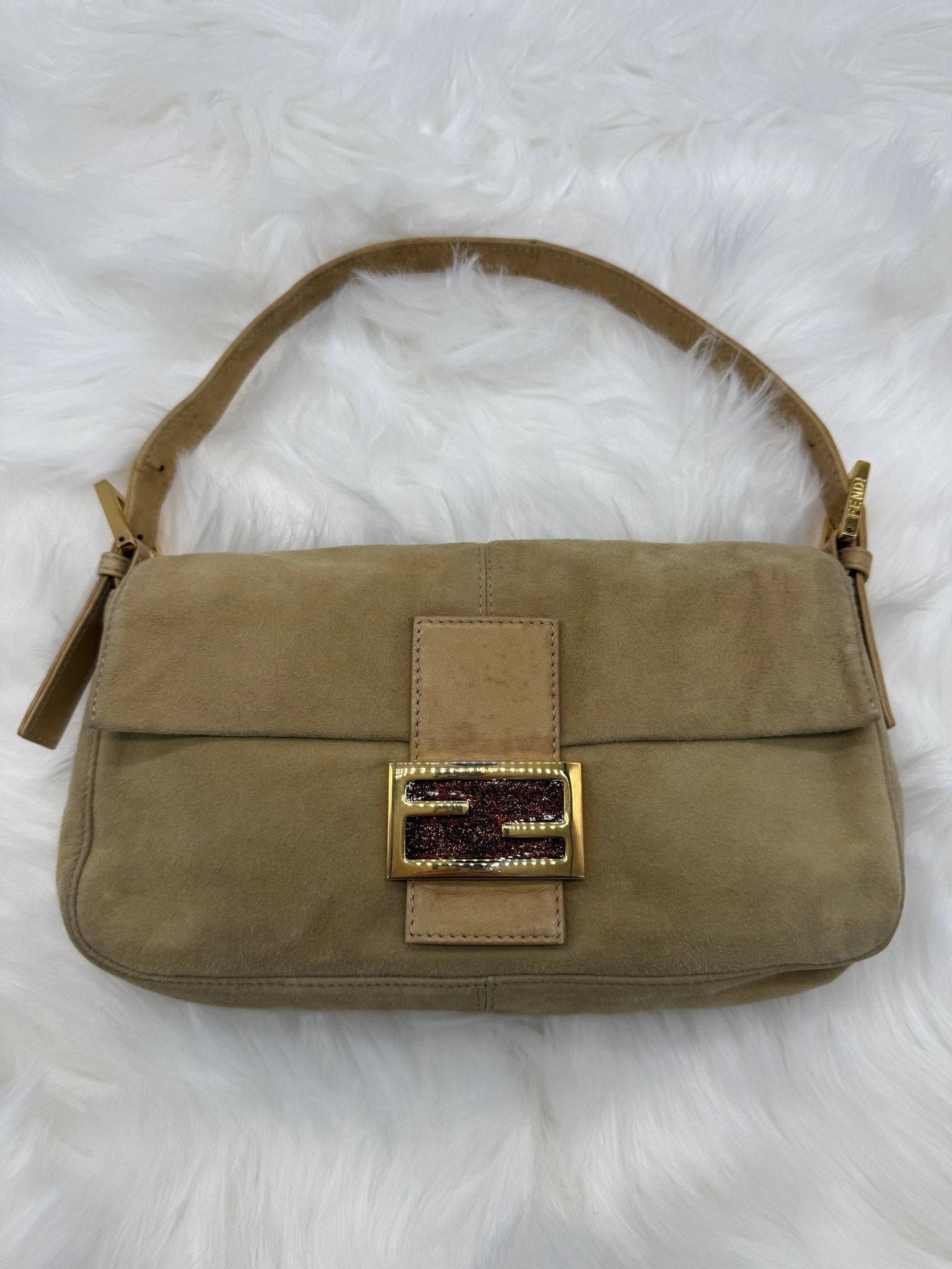 Fendi Baguette Suede in Beige - Styles via Sina