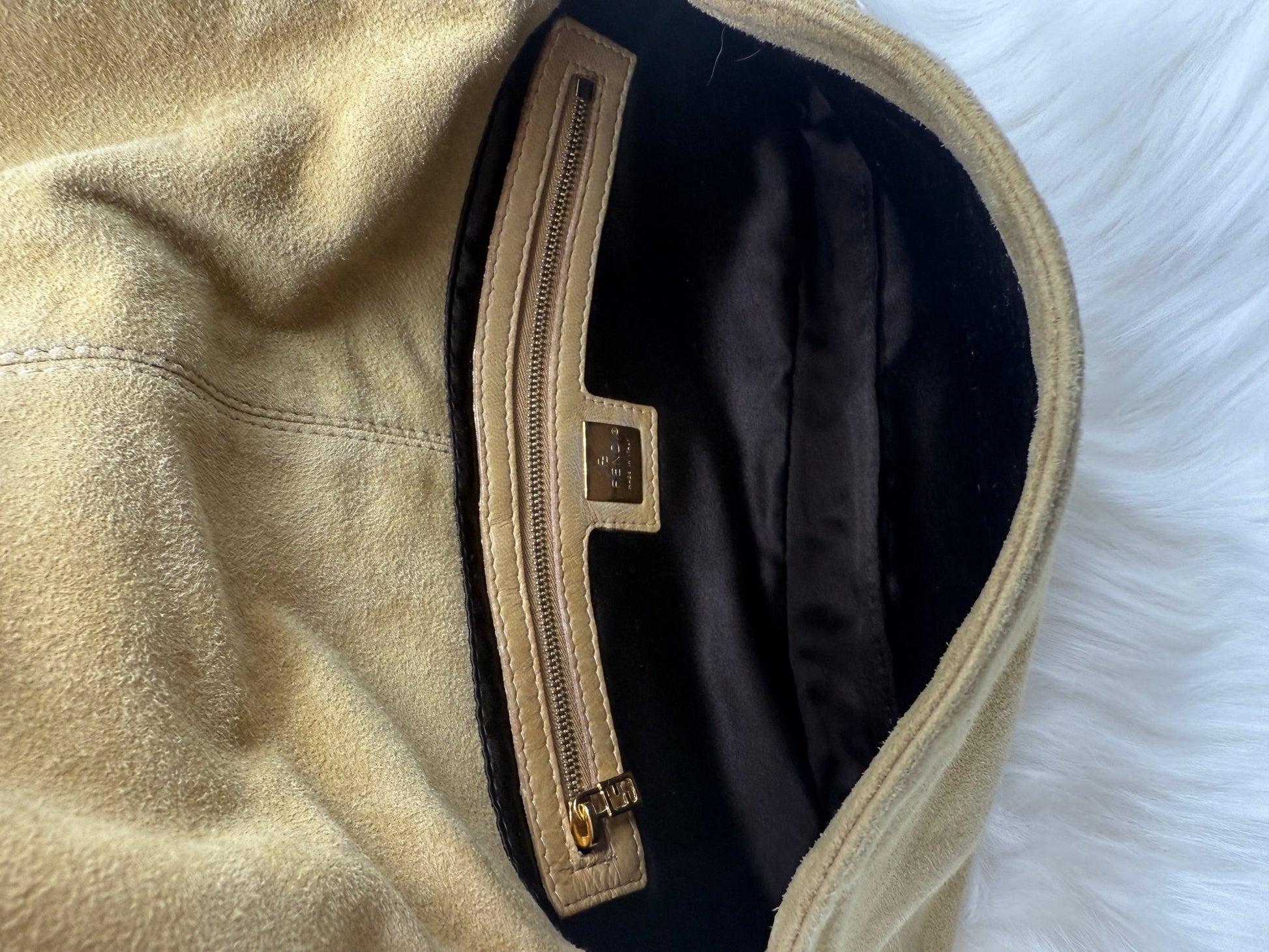 Fendi Baguette Suede in Beige - Styles via Sina