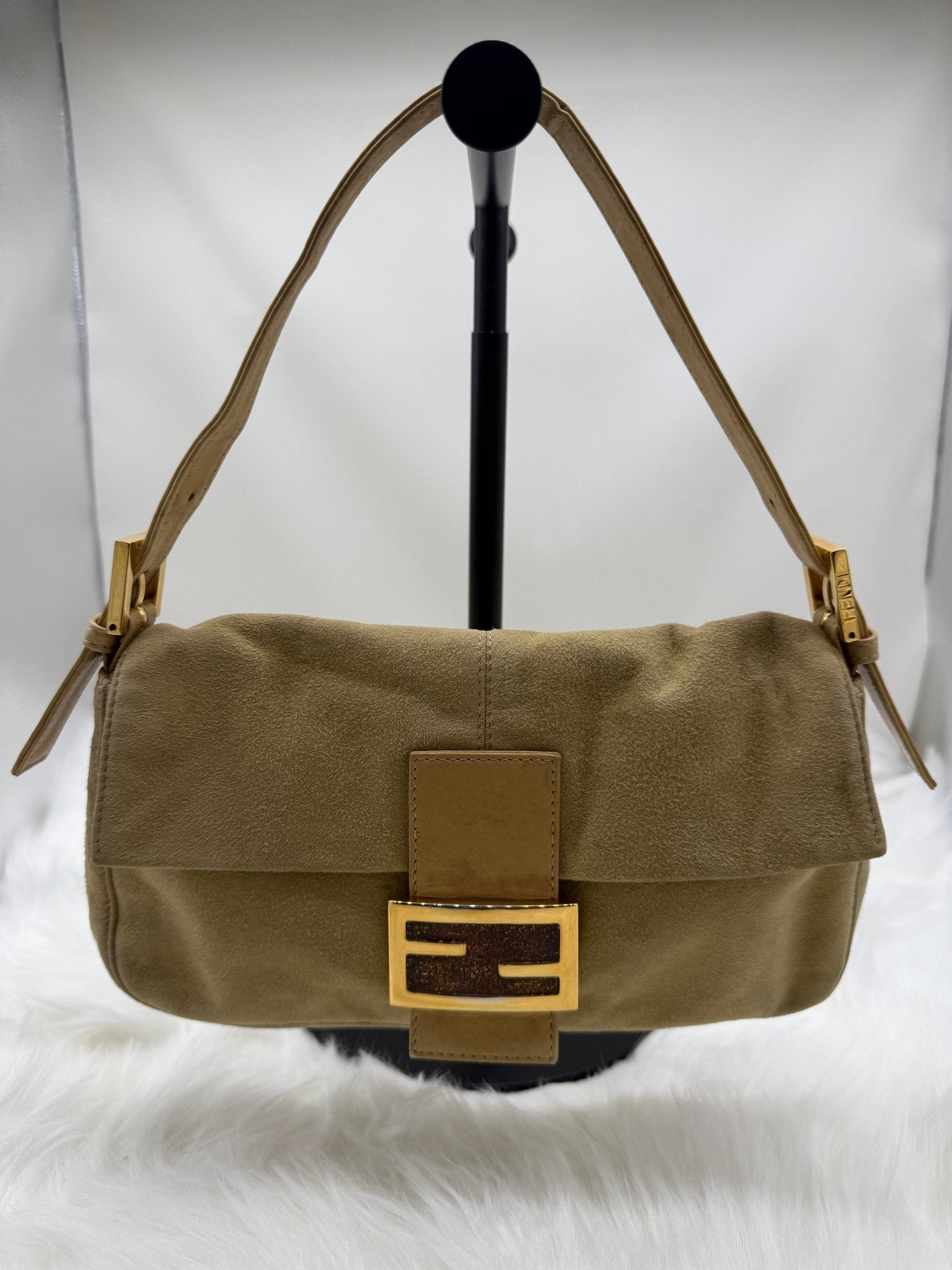 Fendi Baguette Suede in Beige - Styles via Sina