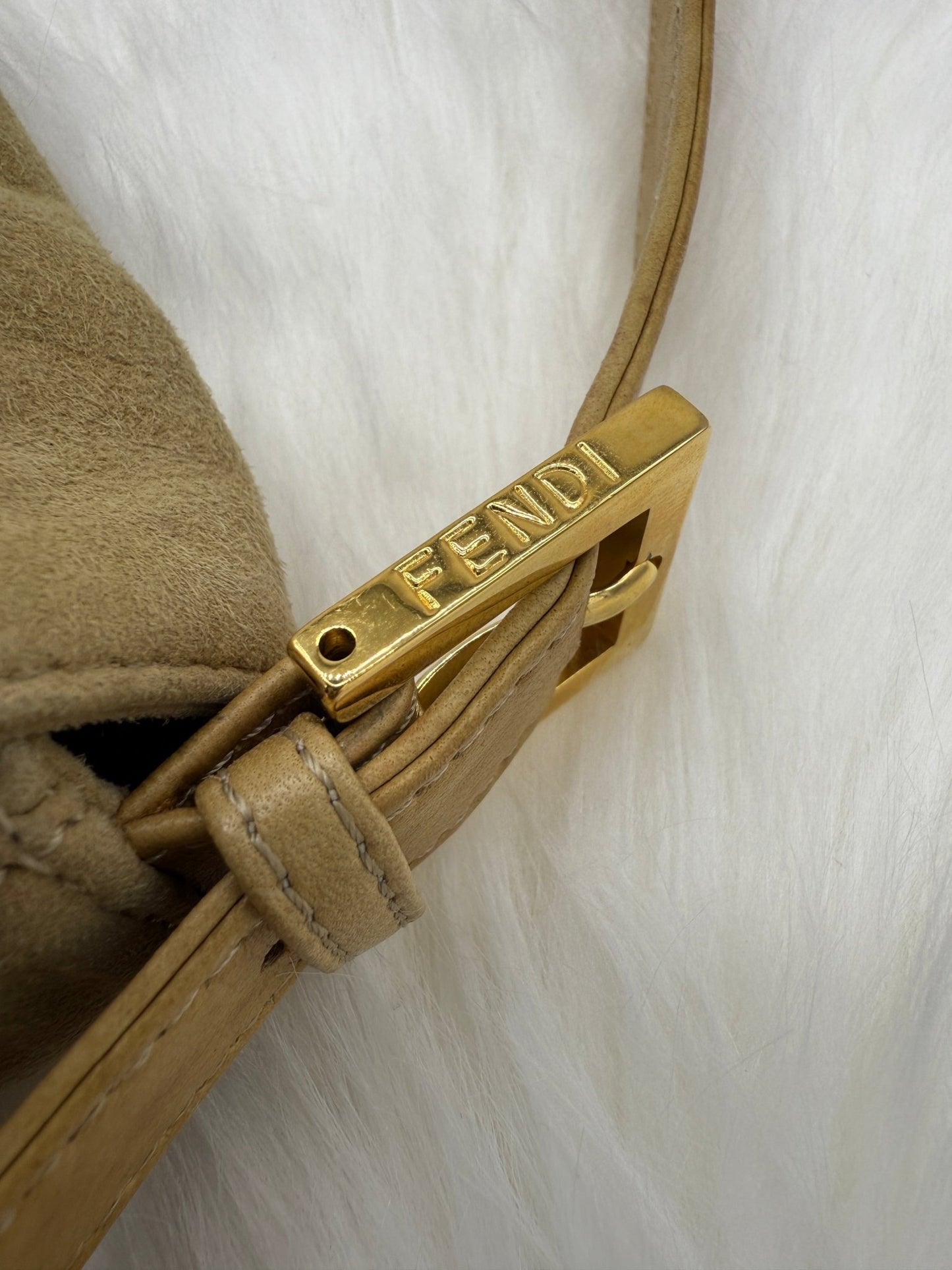 Fendi Baguette Suede in Beige - Styles via Sina