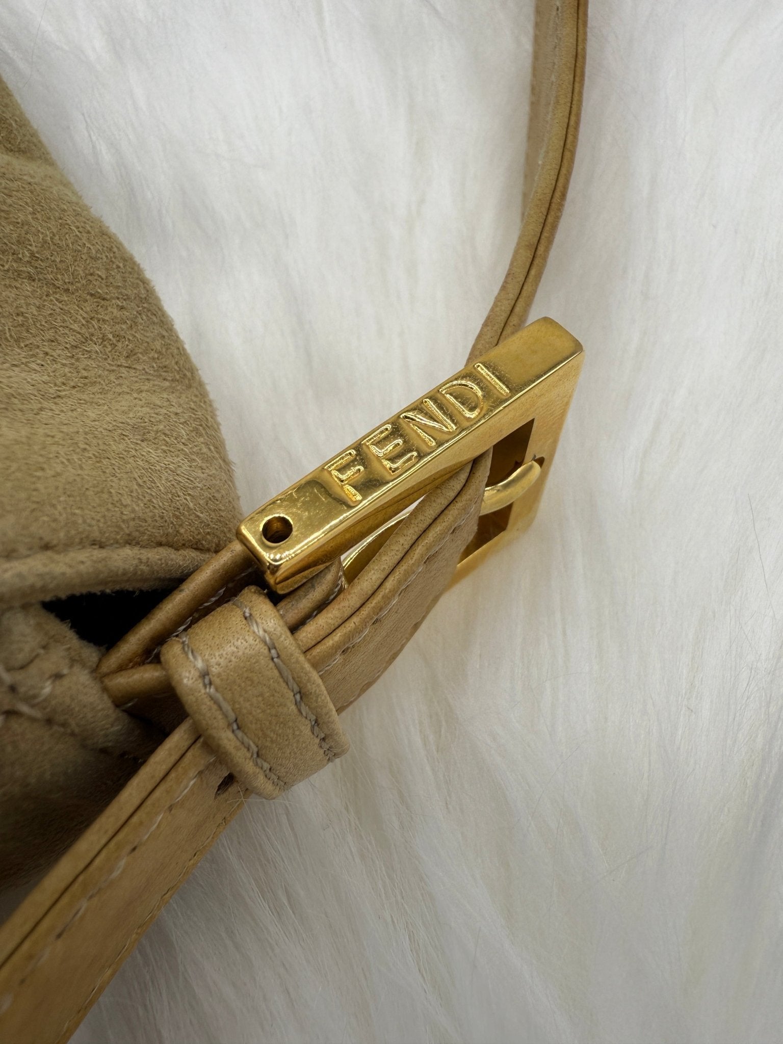 Fendi Baguette Suede in Beige - Styles via Sina