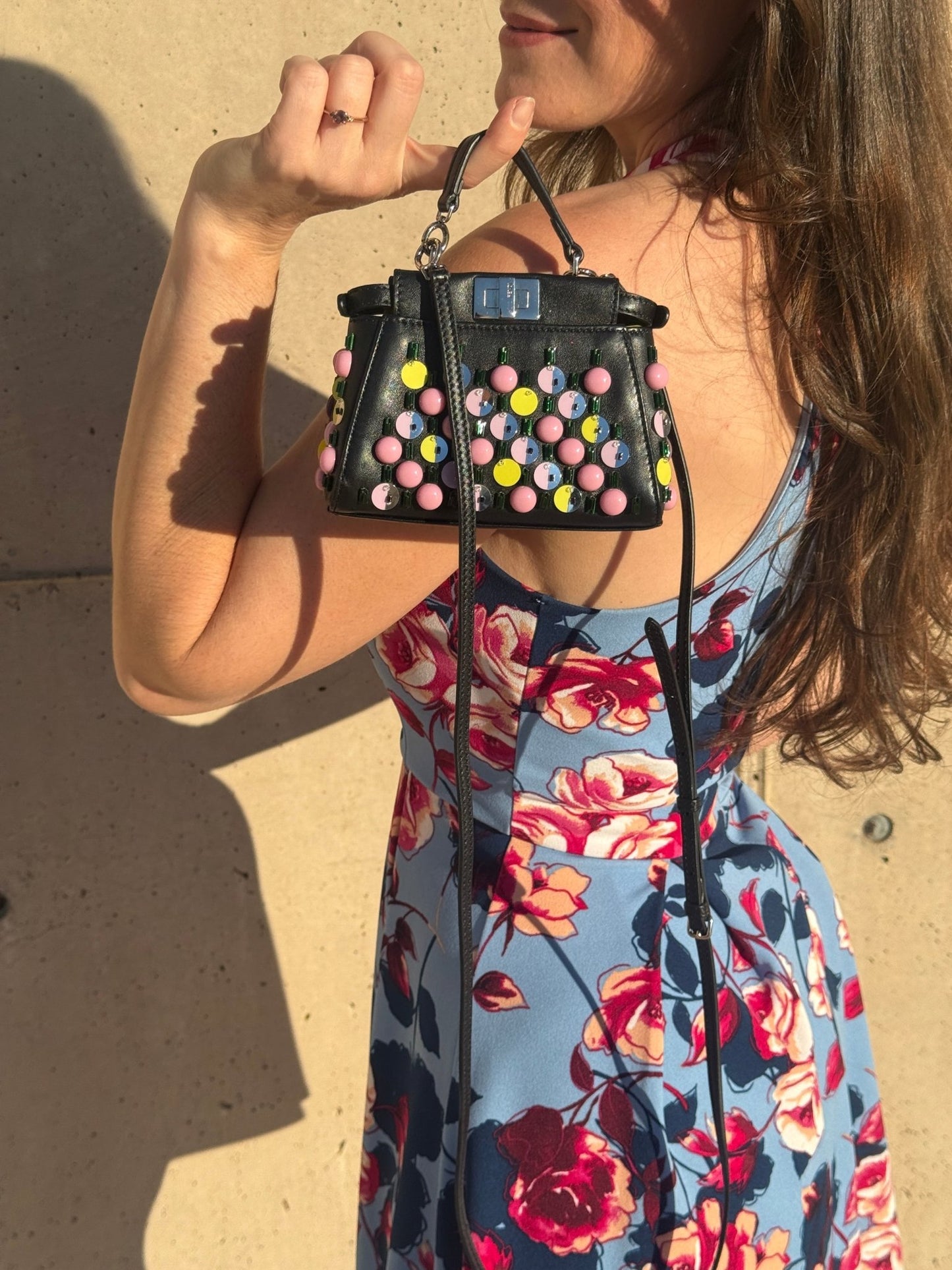 Fendi Beaded Nano Peekaboo Bag Black - Styles via Sina